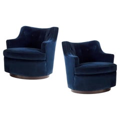 Drehstühle in Blau von Edward Wormley für Dunbar, Paar
