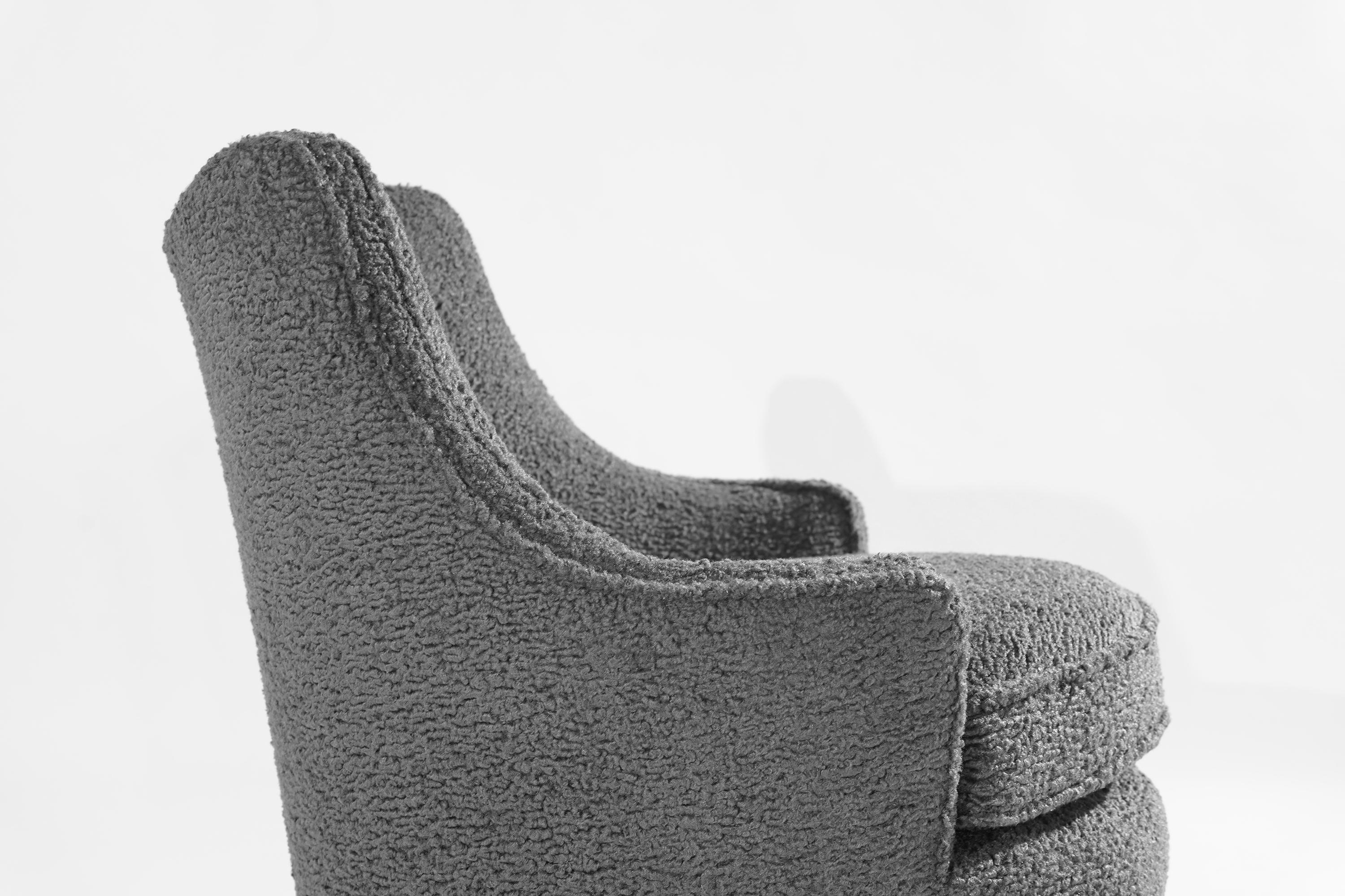 Edward Wormley for Dunbar Swivel Chairs in Grey Bouclé, 1950s 5