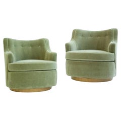 Edward Wormley para Dunbar Sillas Giratorias de Mohair, Pareja