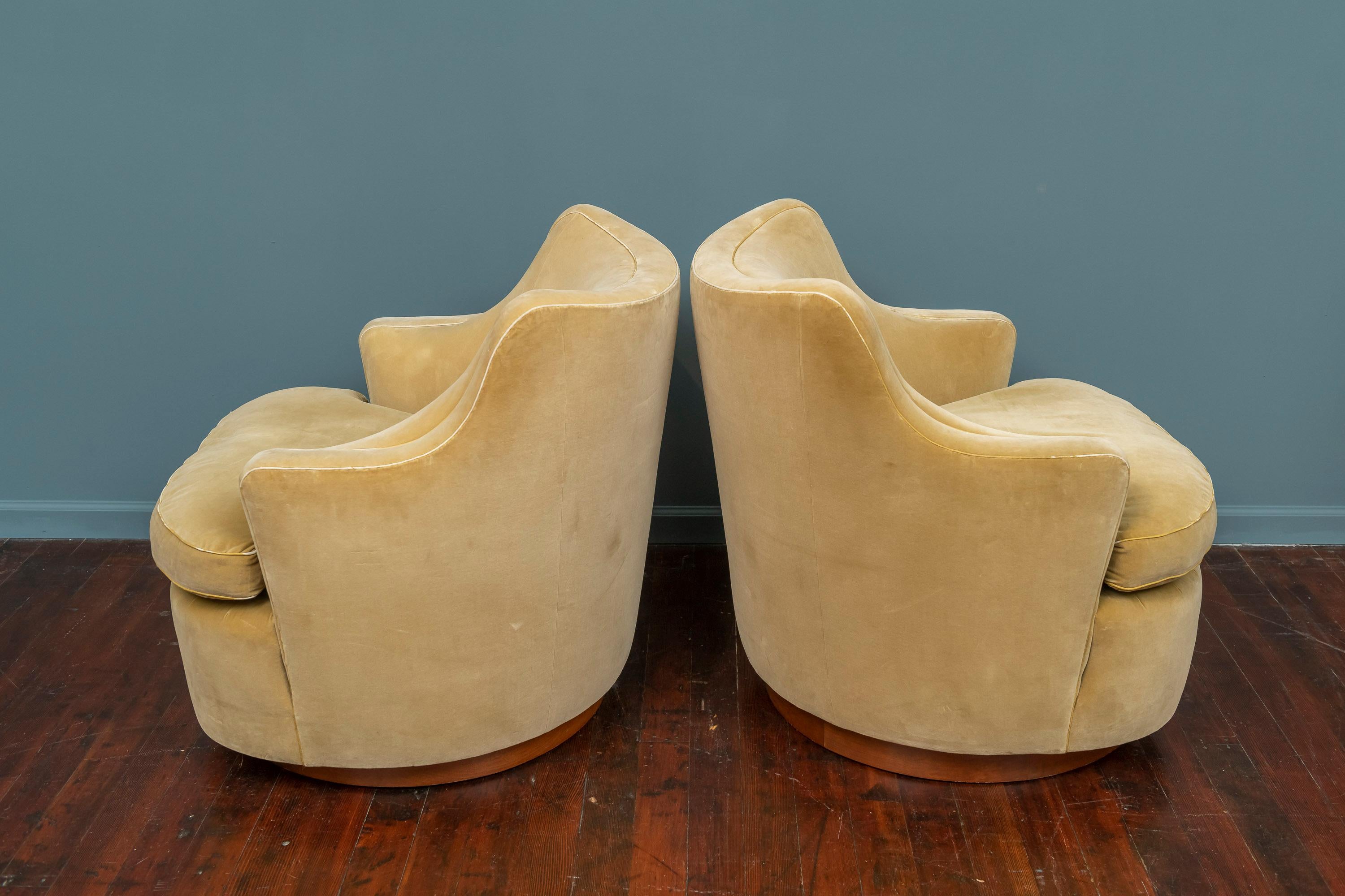 Mid-Century Modern Edward Wormley for Dunbar Swivel Lounge Chairs