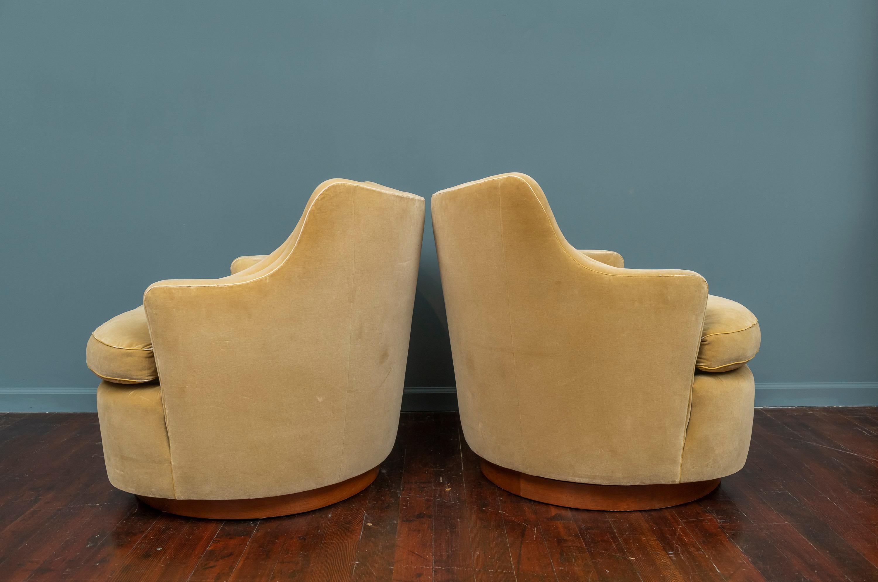 American Edward Wormley for Dunbar Swivel Lounge Chairs