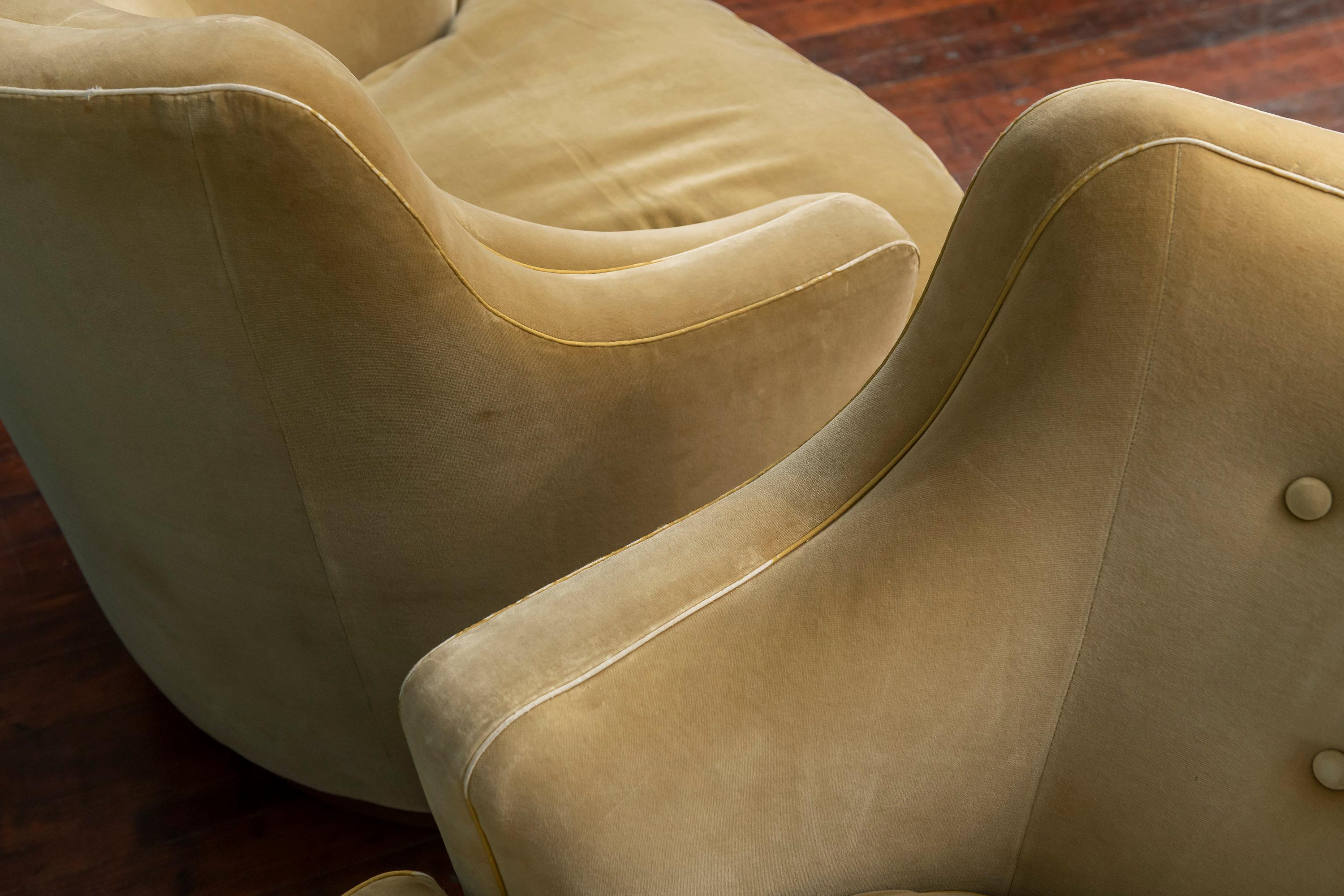 Upholstery Edward Wormley for Dunbar Swivel Lounge Chairs