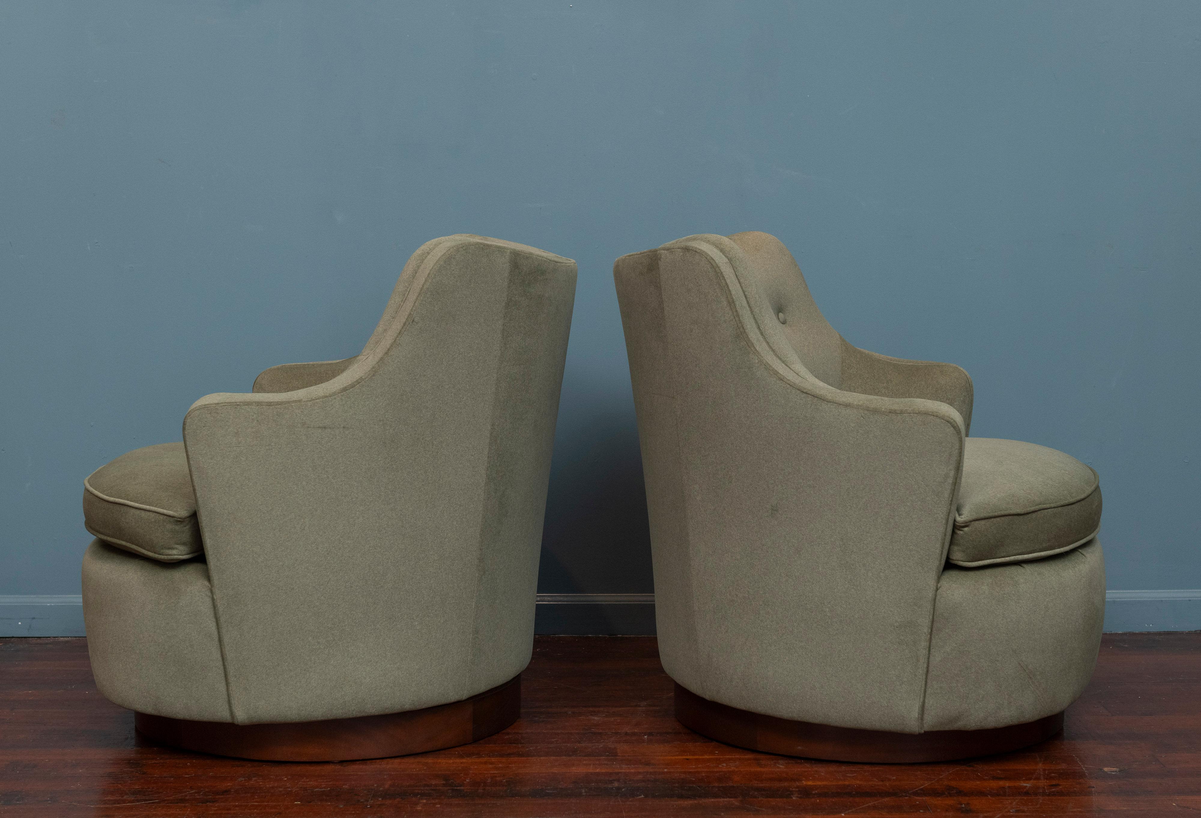 Mid-Century Modern Edward Wormley for Dunbar Swivel Lounge Chairs, Model 4626