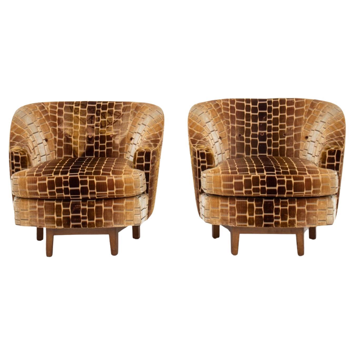 Edward Wormley for Dunbar Swivel Lounge Chairs, Pr For Sale