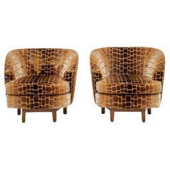 Retro Edward Wormley for Dunbar Swivel Lounge Chairs, Pr