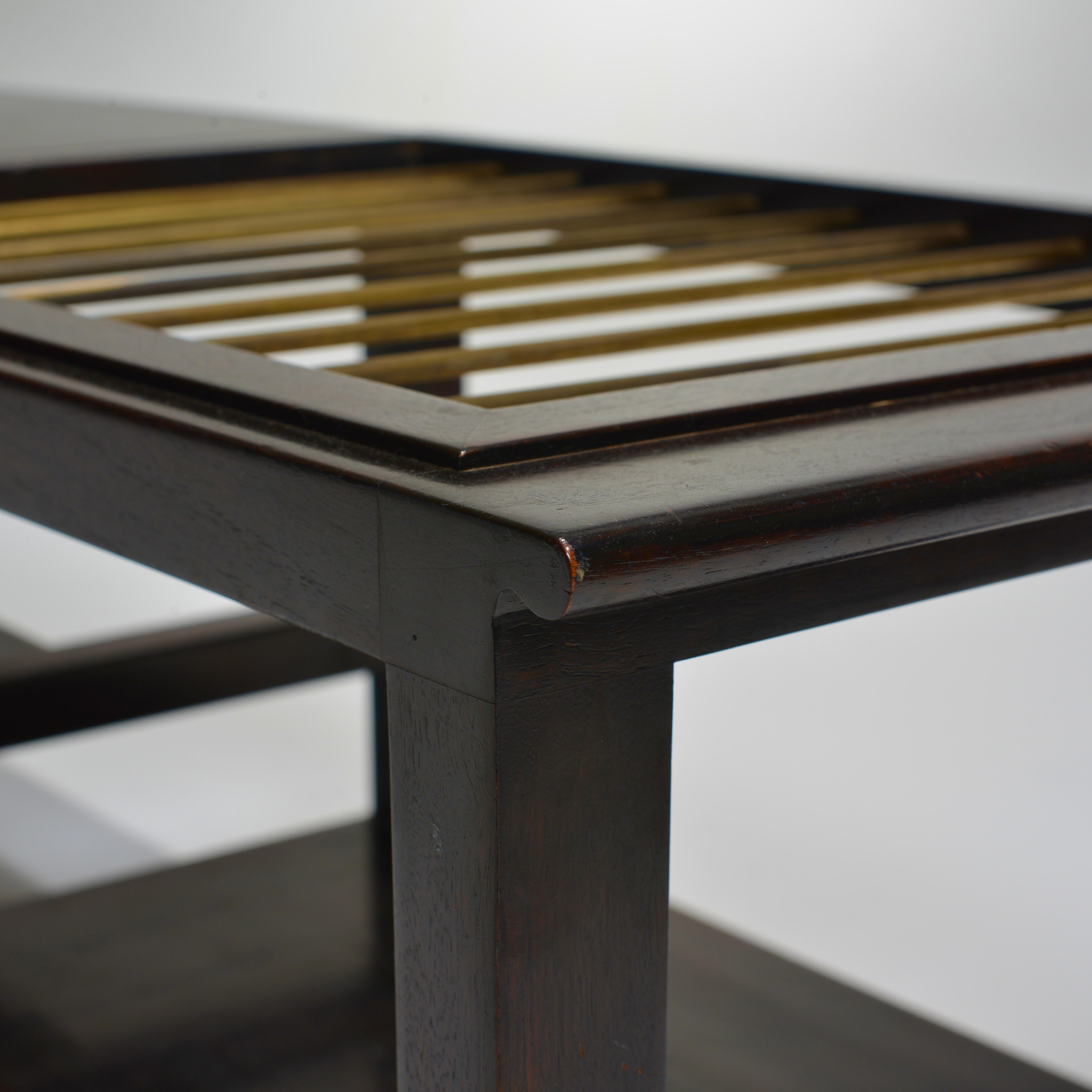 Edward Wormley for Dunbar Table Bench with Brass Magazine Display For Sale 5