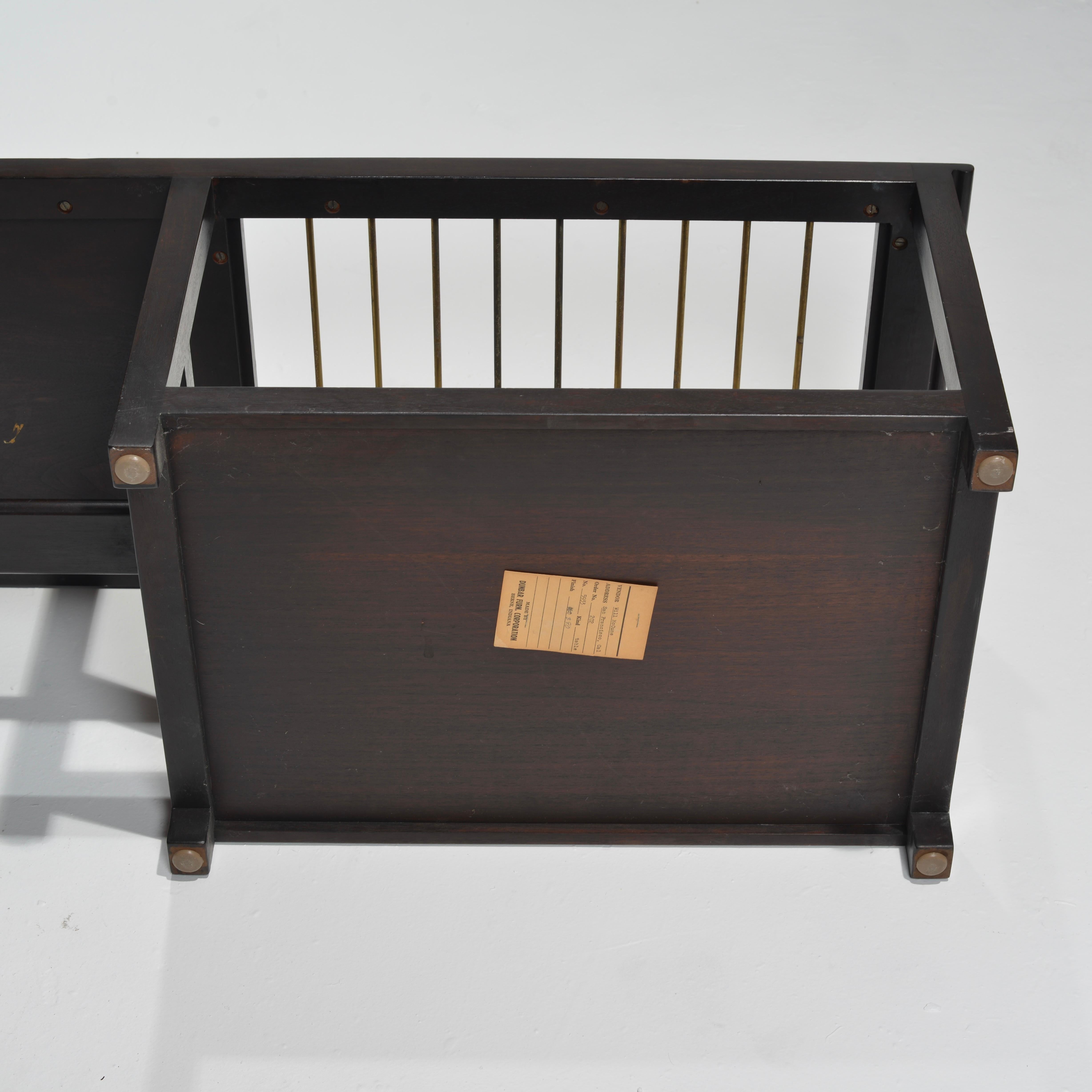 Edward Wormley for Dunbar Table Bench with Brass Magazine Display For Sale 10