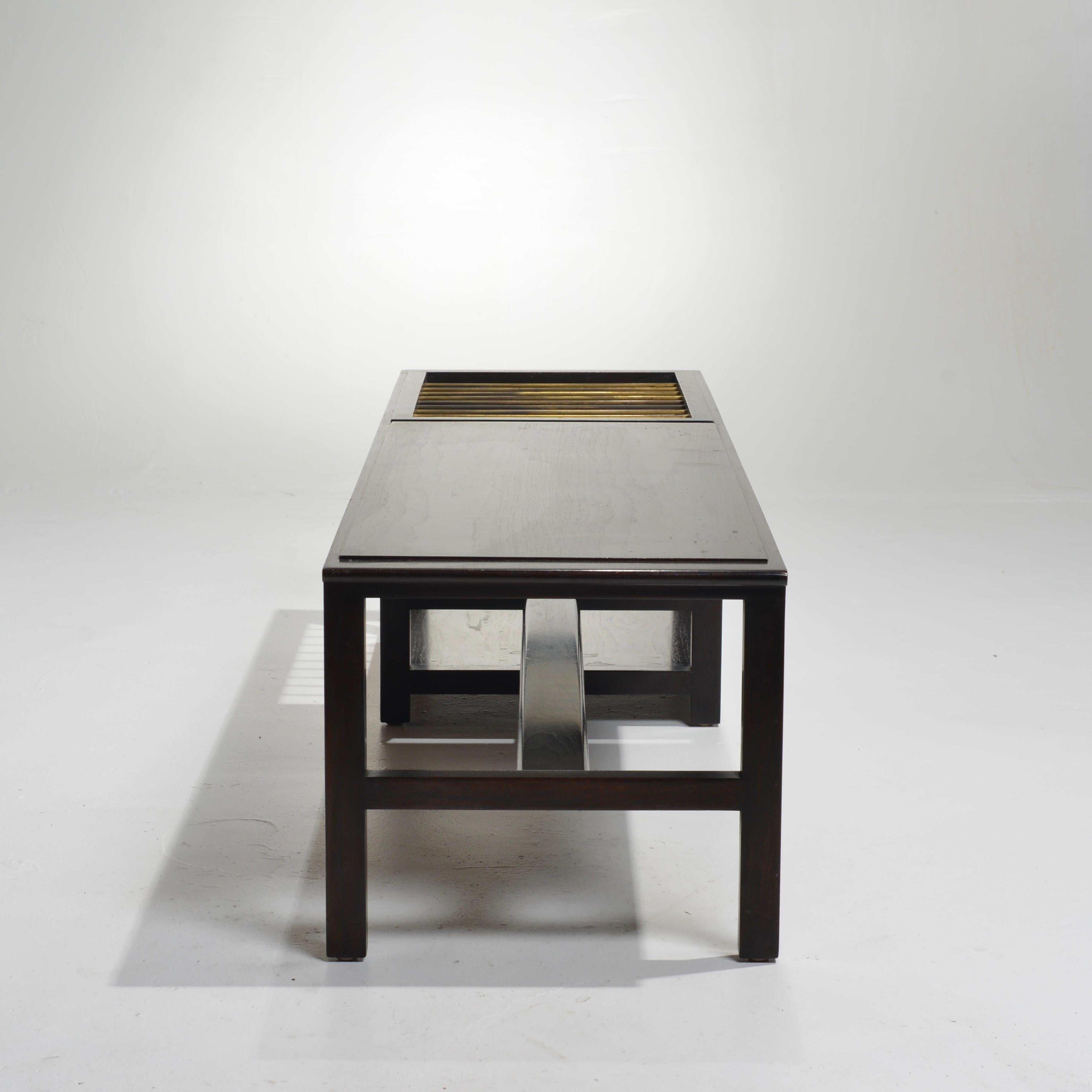 Mid-20th Century Edward Wormley for Dunbar Table Bench with Brass Magazine Display For Sale