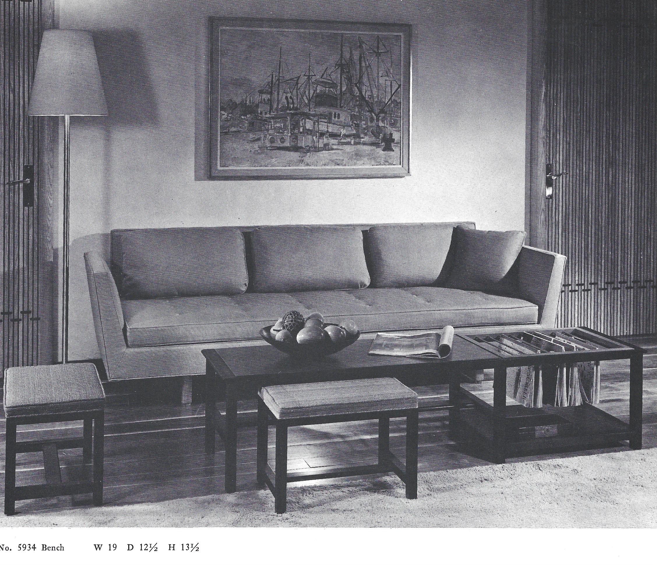 Mid-Century Modern Edward Wormley for Dunbar Table or Bench with Magazine Display For Sale