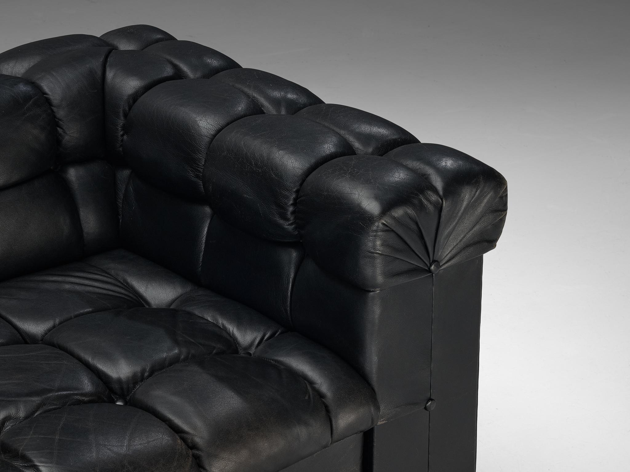 Edward Wormley for Dunbar Tufted 'Party' Club Chair in Black Leather For Sale 5