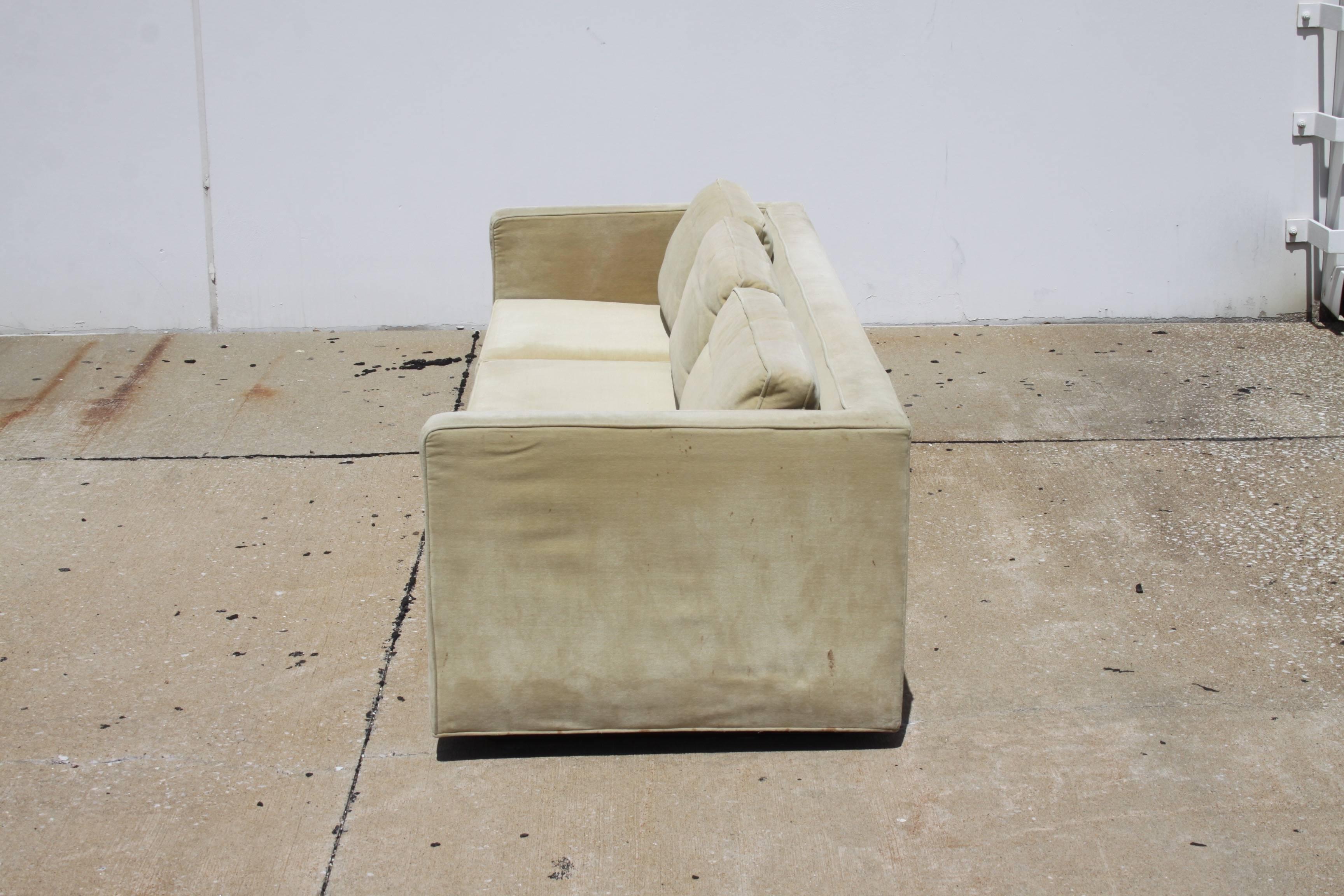 Mid-Century Modern Edward Wormley for Dunbar Tuxedo Sofa on Plinth Base