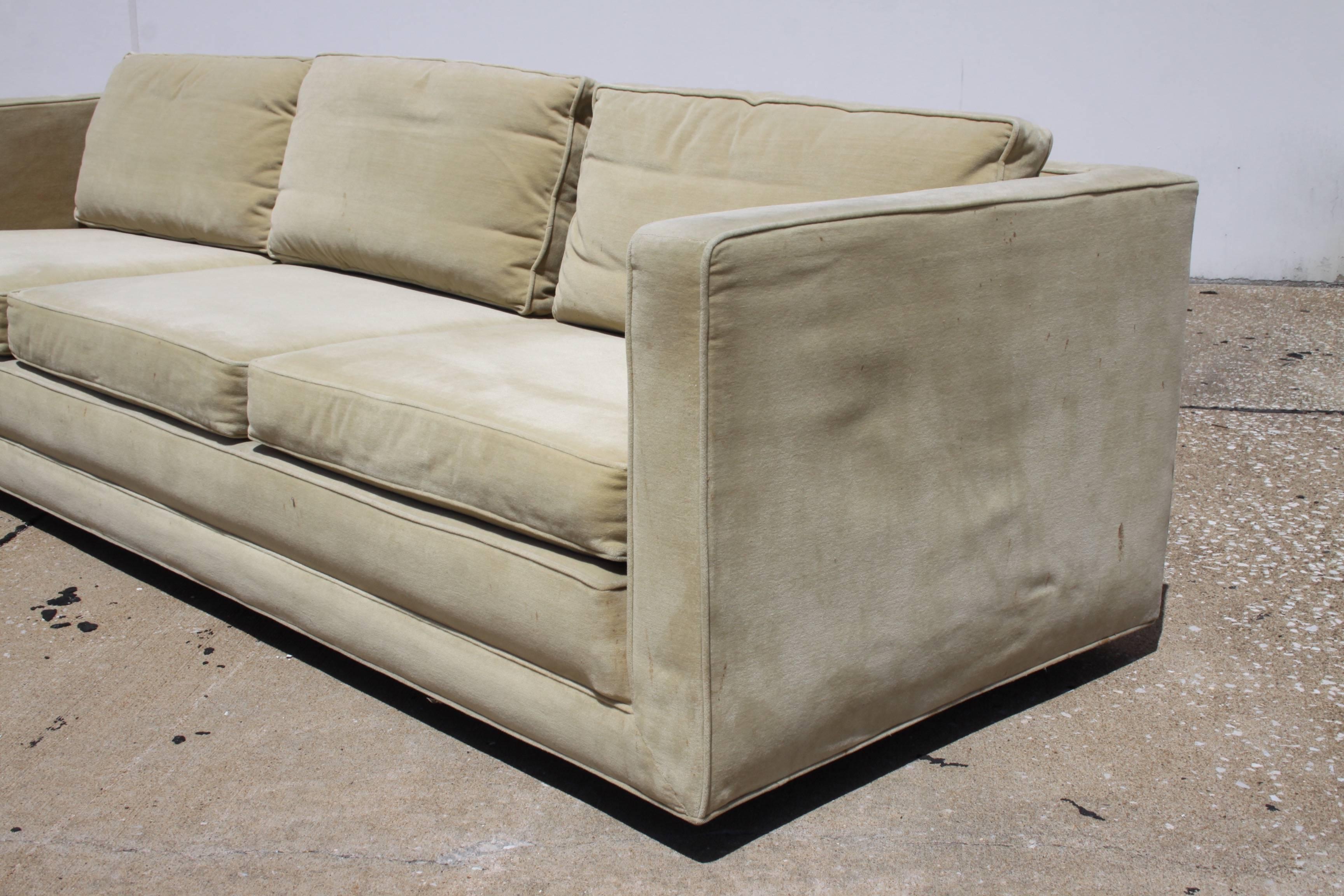 American Edward Wormley for Dunbar Tuxedo Sofa on Plinth Base