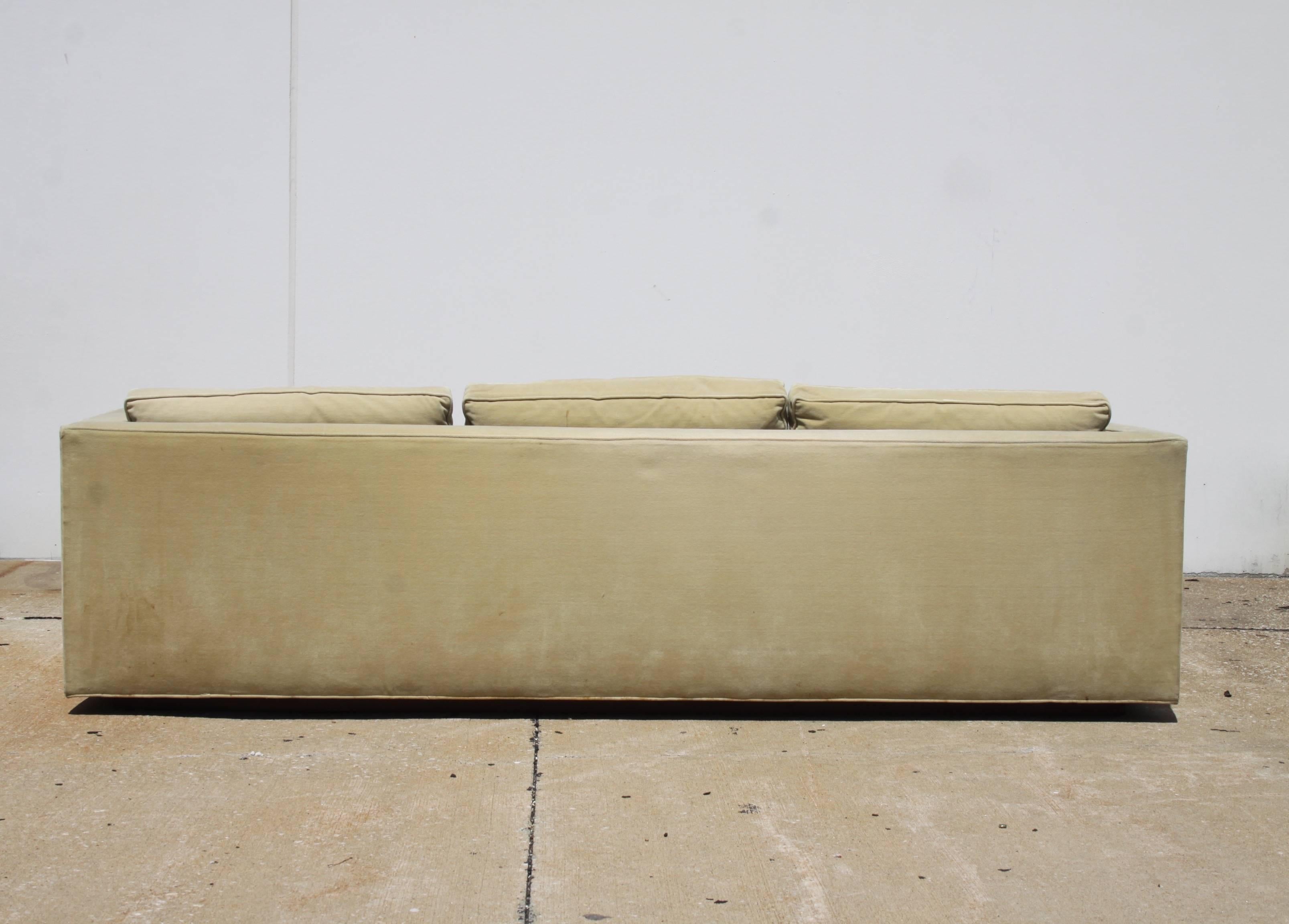 Upholstery Edward Wormley for Dunbar Tuxedo Sofa on Plinth Base