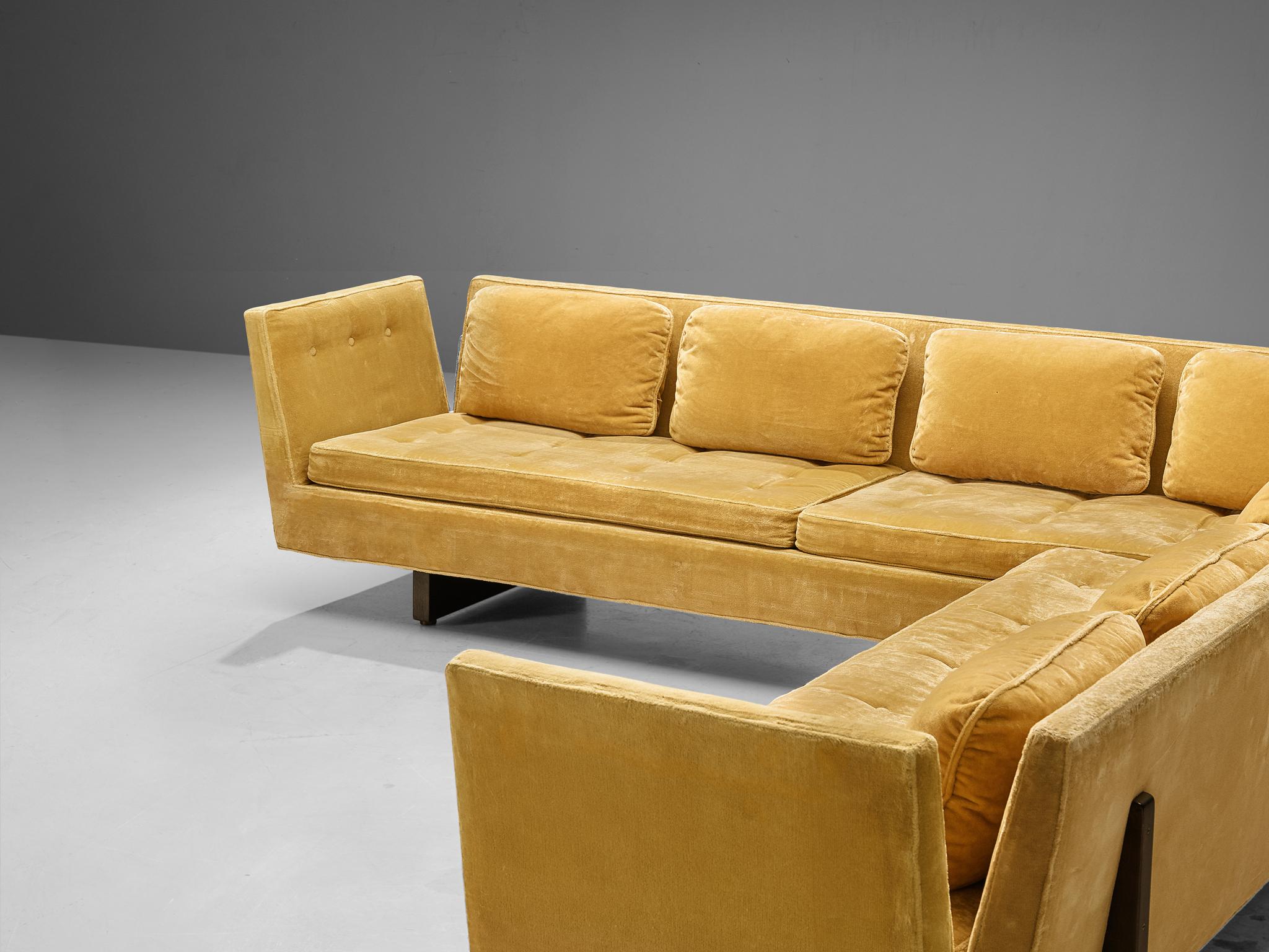 Upholstery Edward Wormley for Dunbar Two Part Split-Arm Corner Sofa