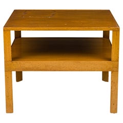 Edward Wormley para Dunbar Mesa auxiliar cuadrada de madera de dos niveles