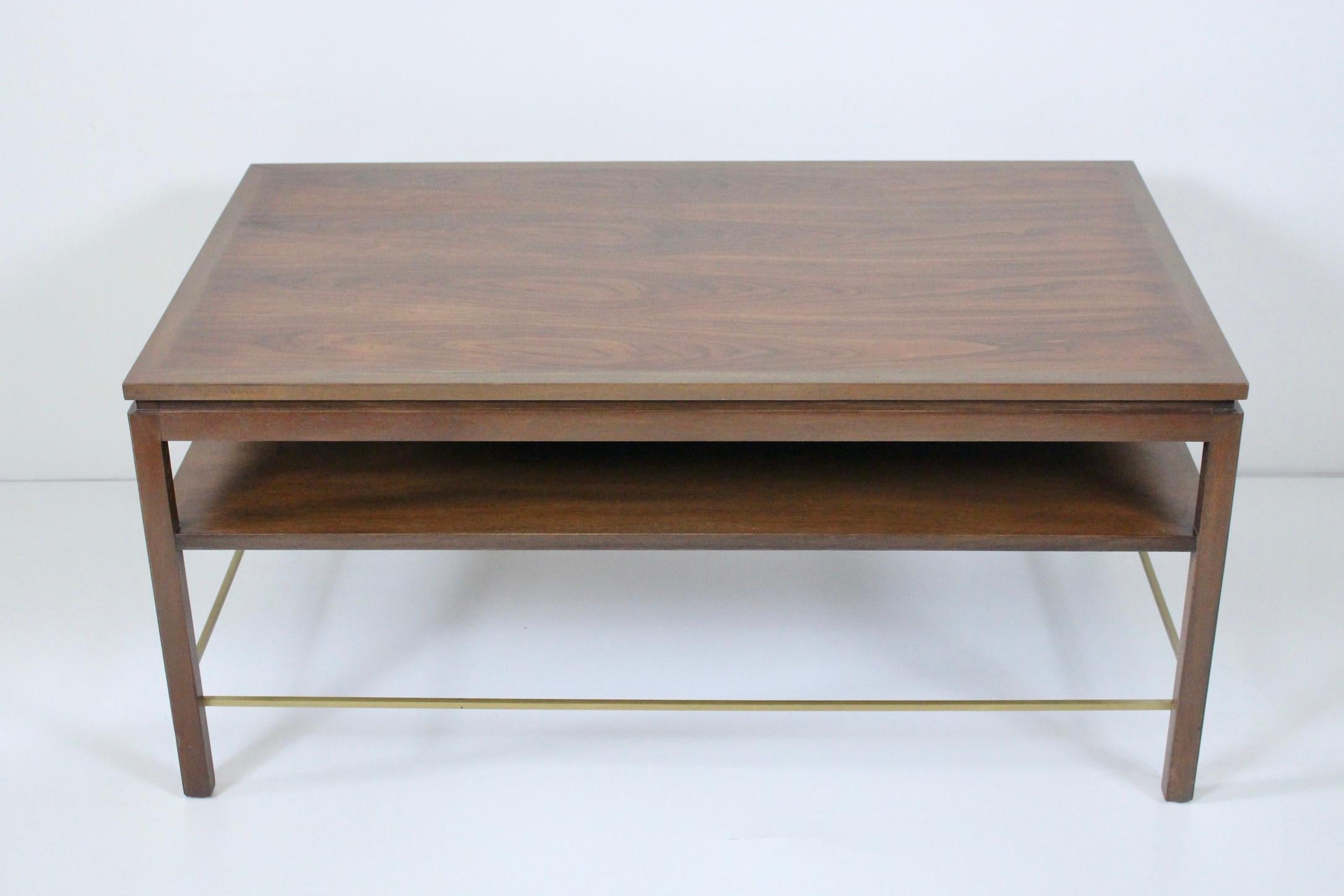 Mid-20th Century Edward Wormley for Dunbar Two Tier Mahogany & Walnut High Coffee Table