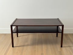 Edward Wormley for Dunbar Two-Tier Walnut & Rosewood Coffee Table / TV Stand