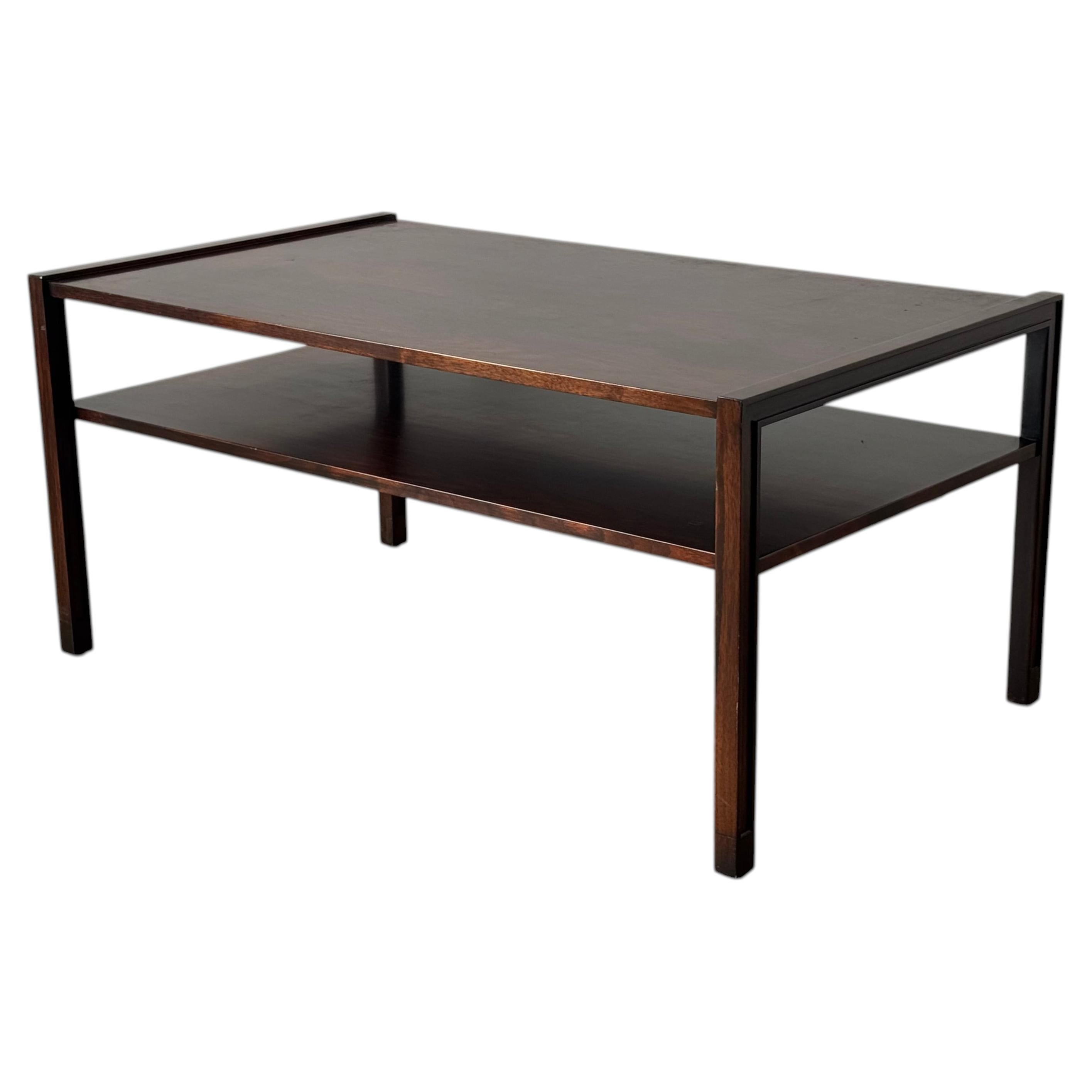 Edward Wormley for Dunbar Two-Tier Walnut & Rosewood Coffee Table / TV Stand