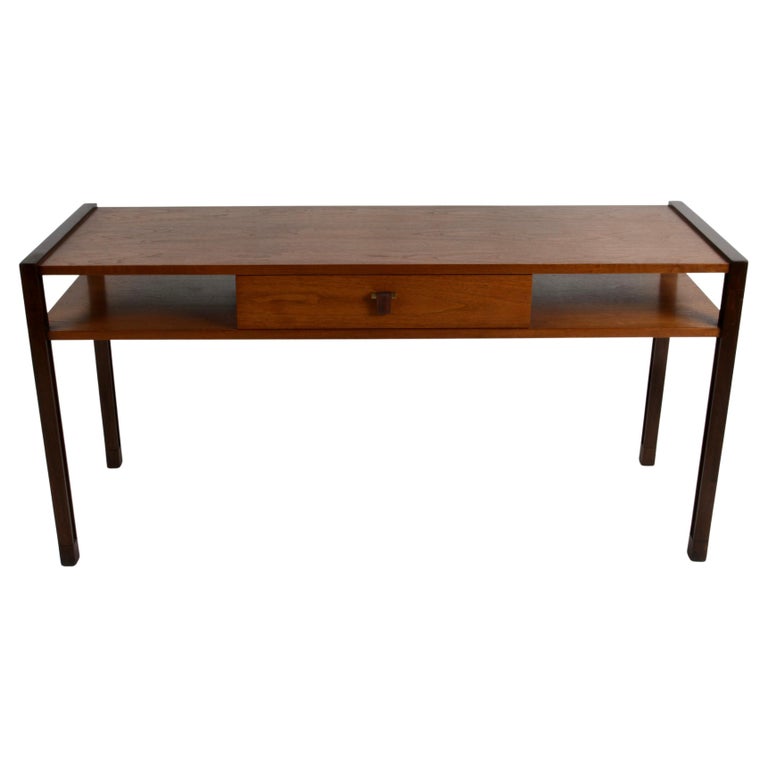 Edward Wormley for Dunbar Two-Tone Walnut Console or Sofa Table with Drawer  For Sale
