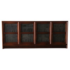 Edward Wormley für Dunbar Schwebe-Credenza aus Nussbaum und chinesischem Druckblock