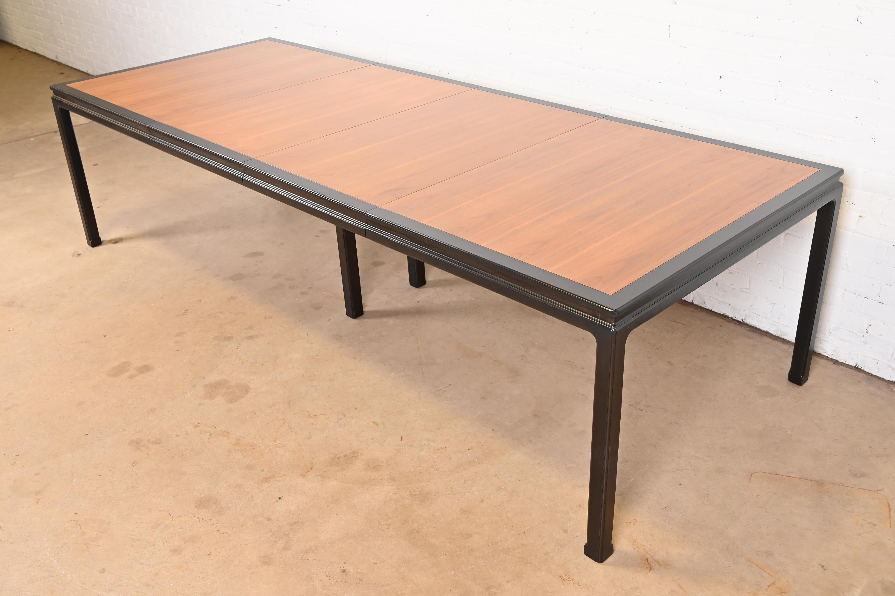 American Edward Wormley for Dunbar Walnut and Ebonized Dining Table, Newly Refinished For Sale