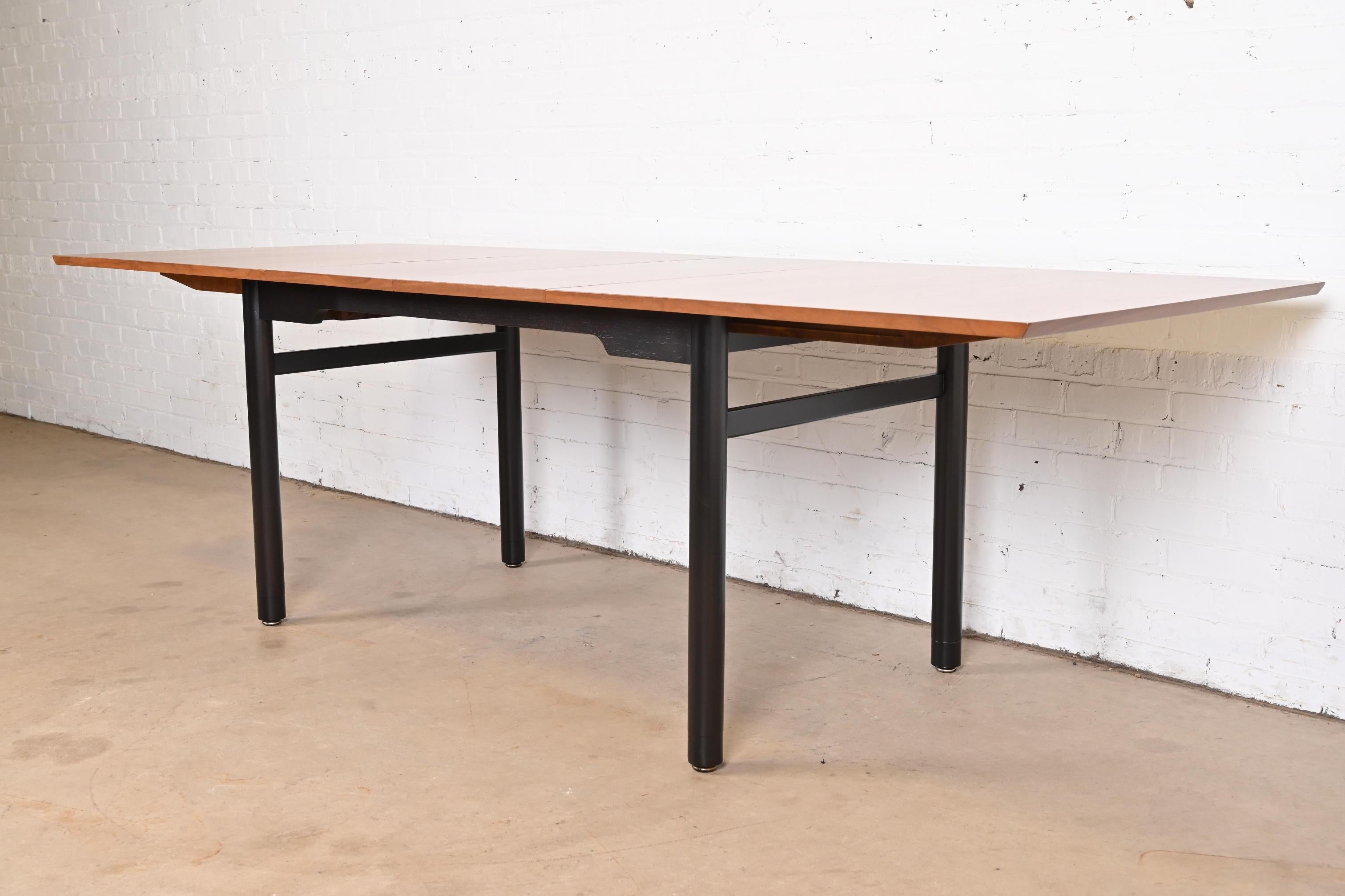 American Edward Wormley for Dunbar Walnut and Ebonized Dining Table, Newly Refinished For Sale