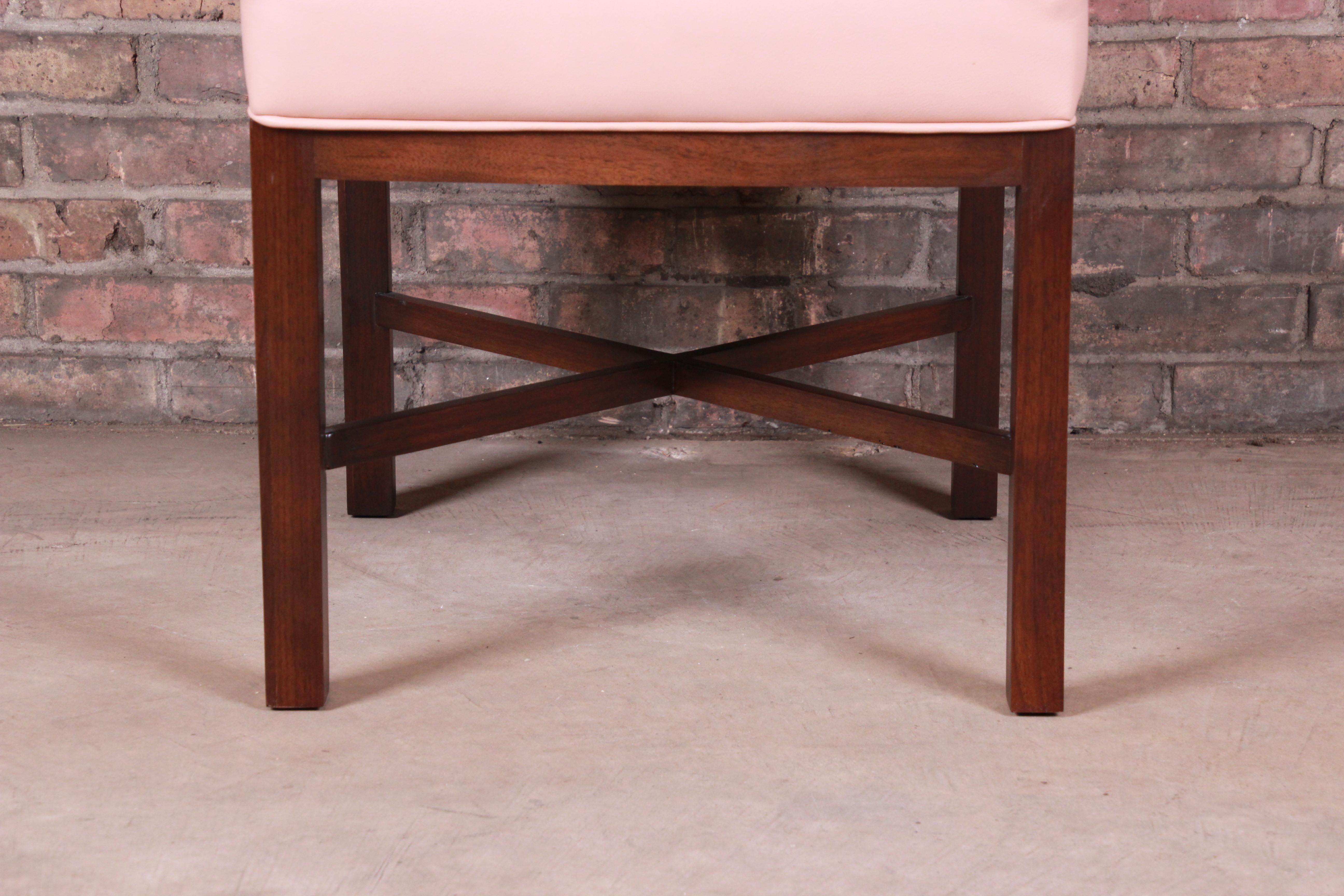 Edward Wormley for Dunbar Walnut and Leather High Back Dining Chairs, Set of 8 7