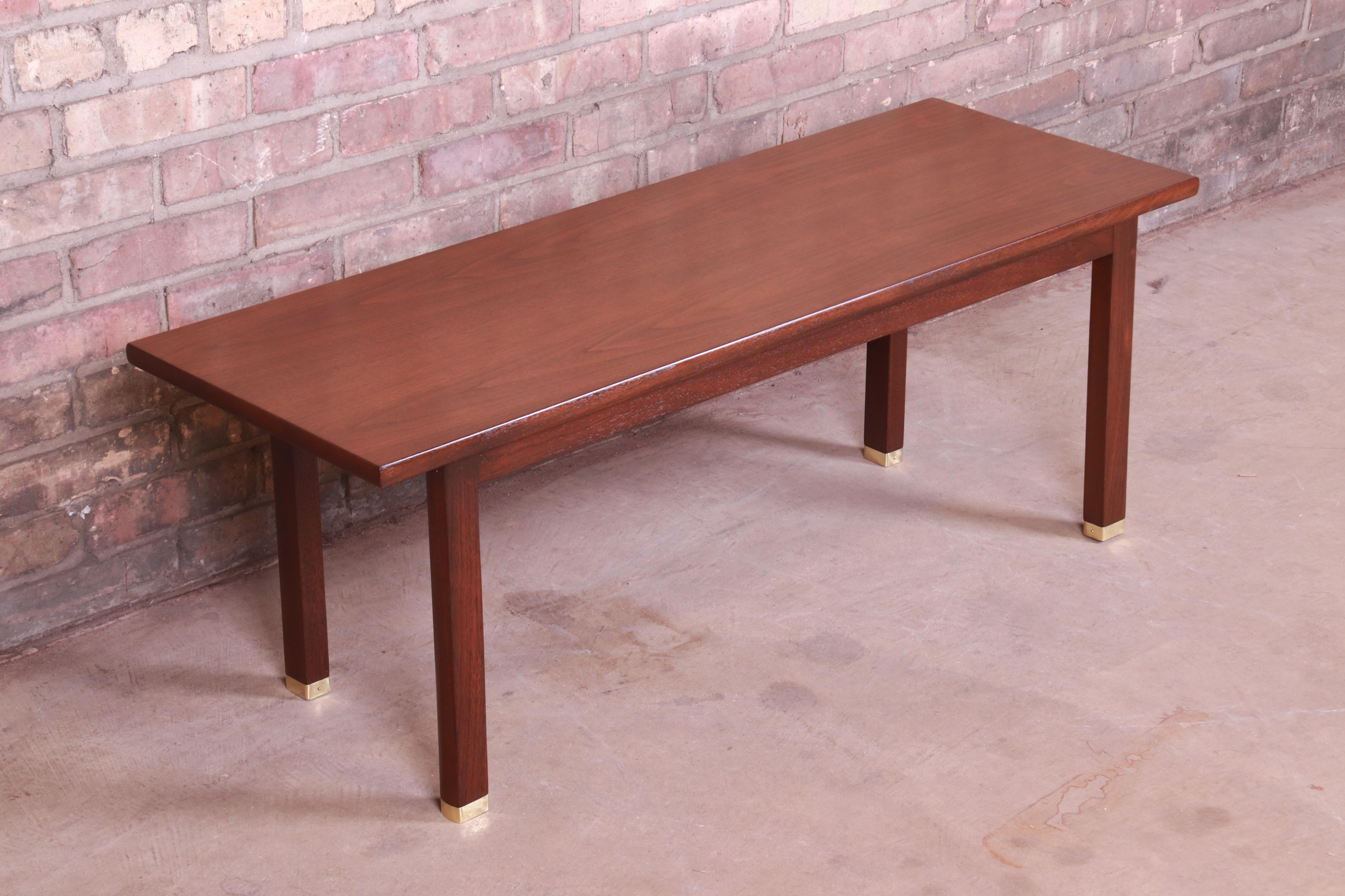 Edward Wormley for Dunbar Walnut Bench or Coffee Table, Newly Refinished In Good Condition In South Bend, IN