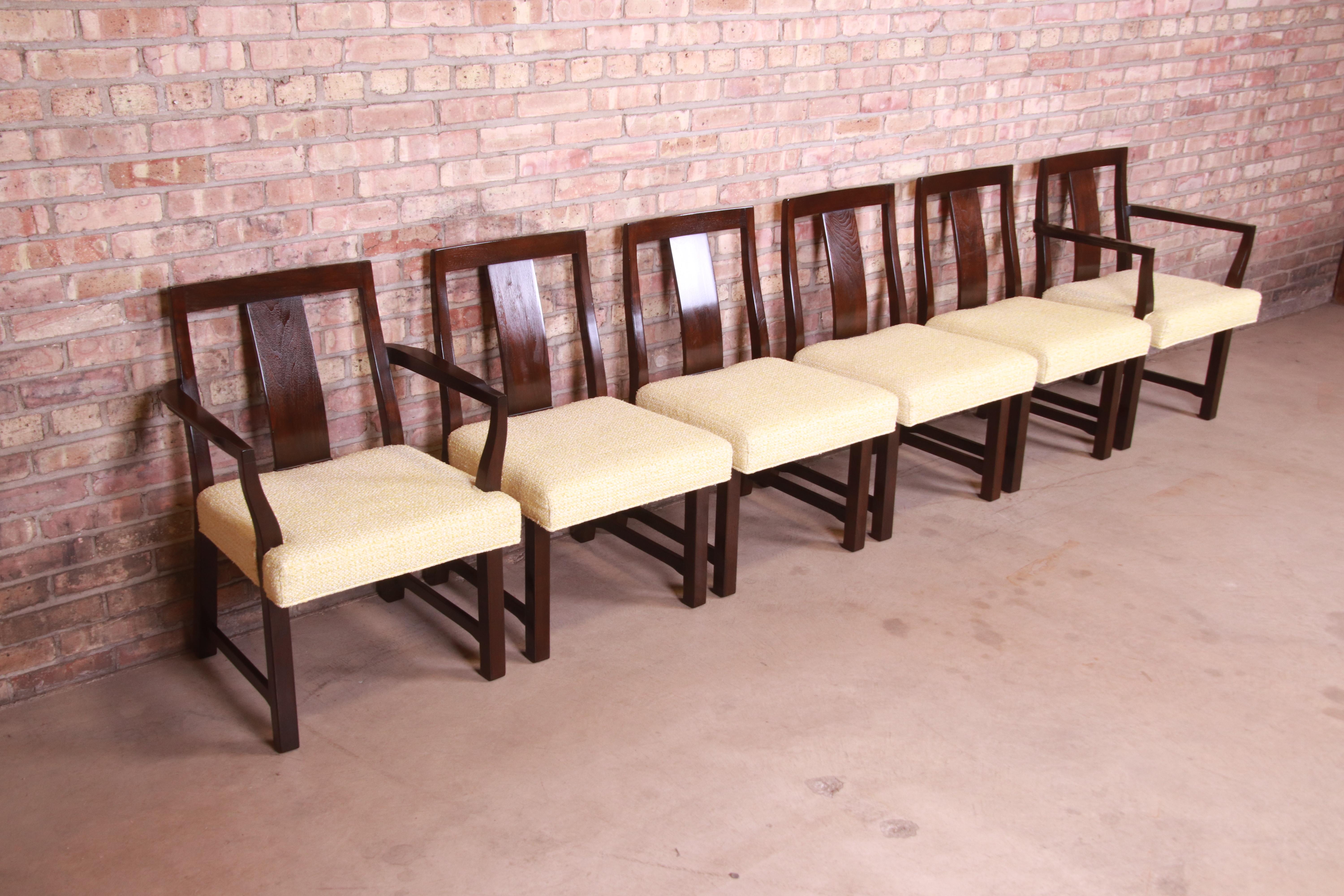 Edward Wormley for Dunbar Walnut Dining Chairs, Set of Six In Good Condition In South Bend, IN