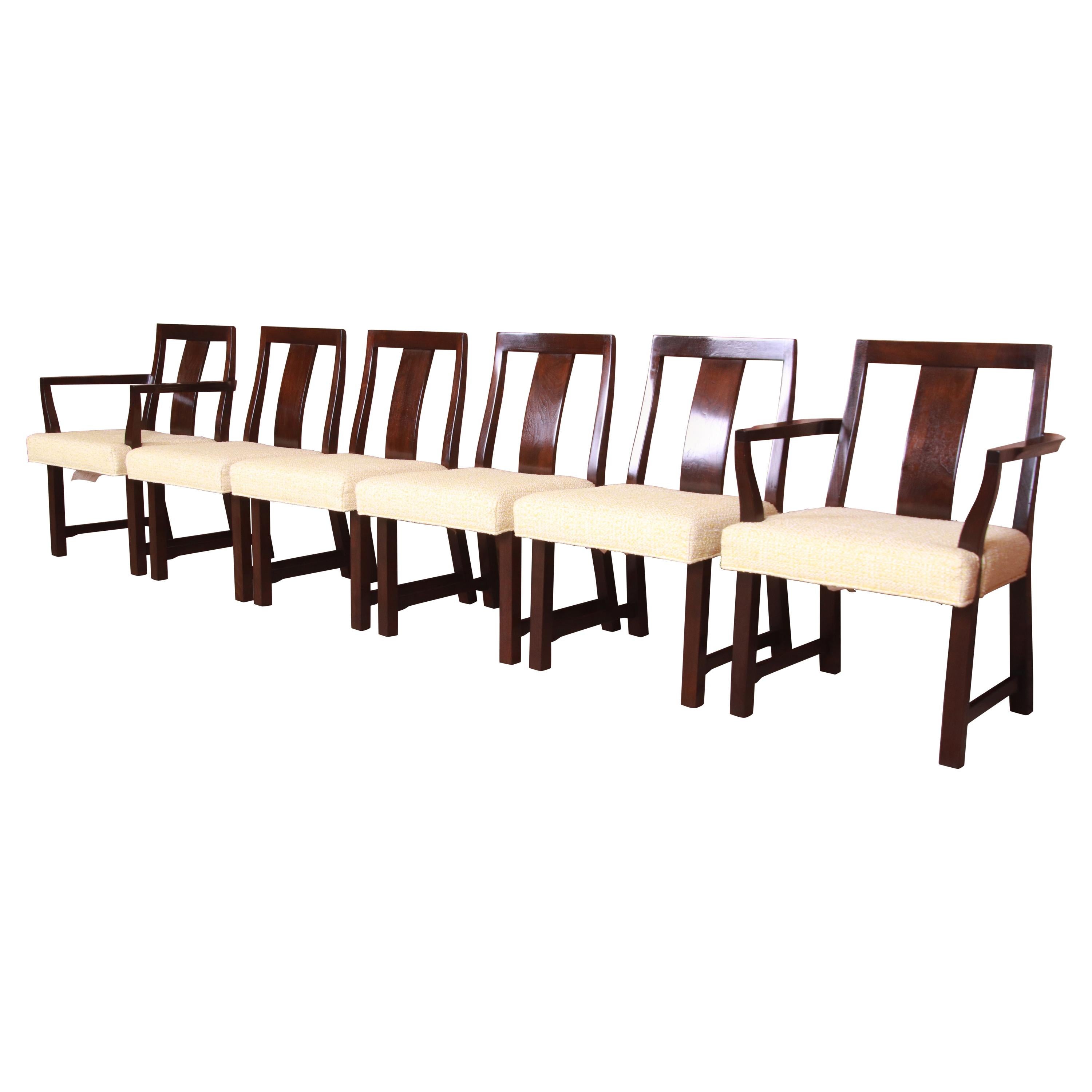 Edward Wormley for Dunbar Walnut Dining Chairs, Set of Six