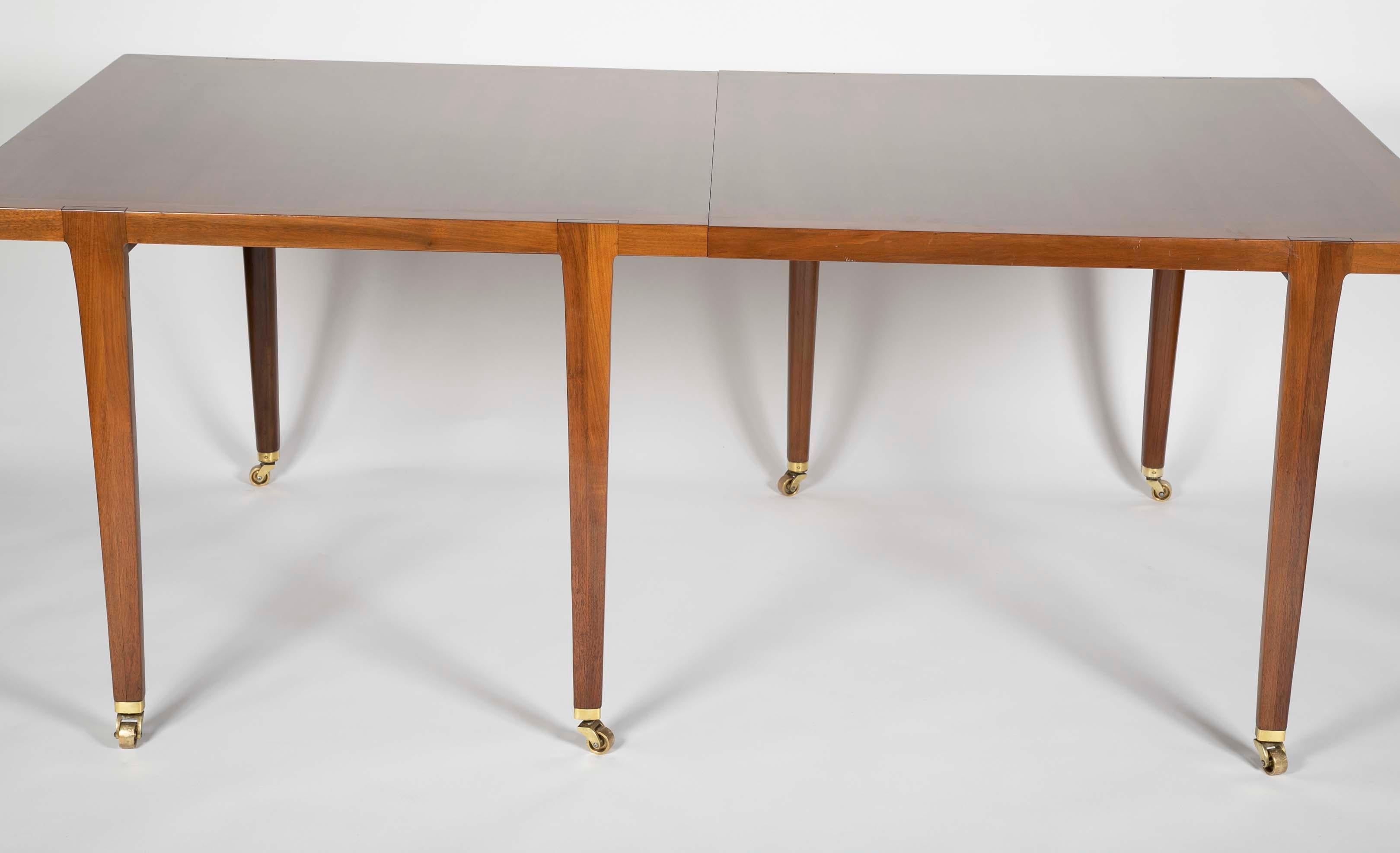 Mid-Century Modern Edward Wormley for Dunbar Walnut Dining Table with Two Leaves