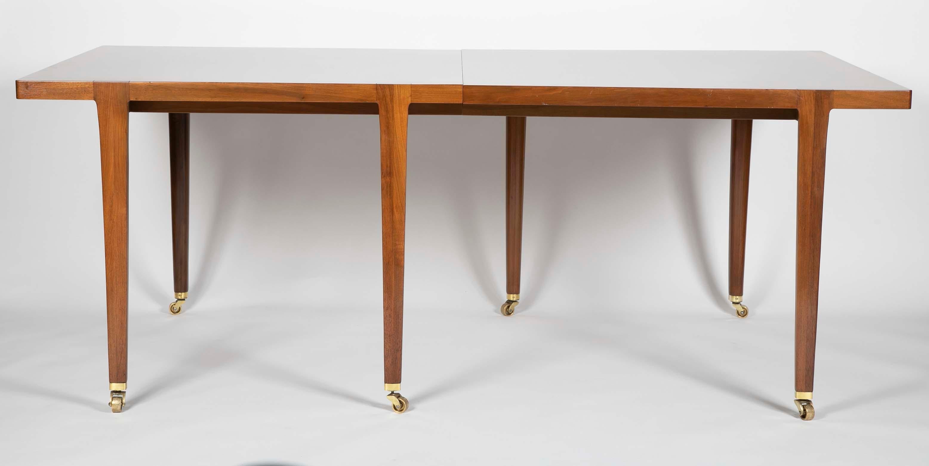 American Edward Wormley for Dunbar Walnut Dining Table with Two Leaves