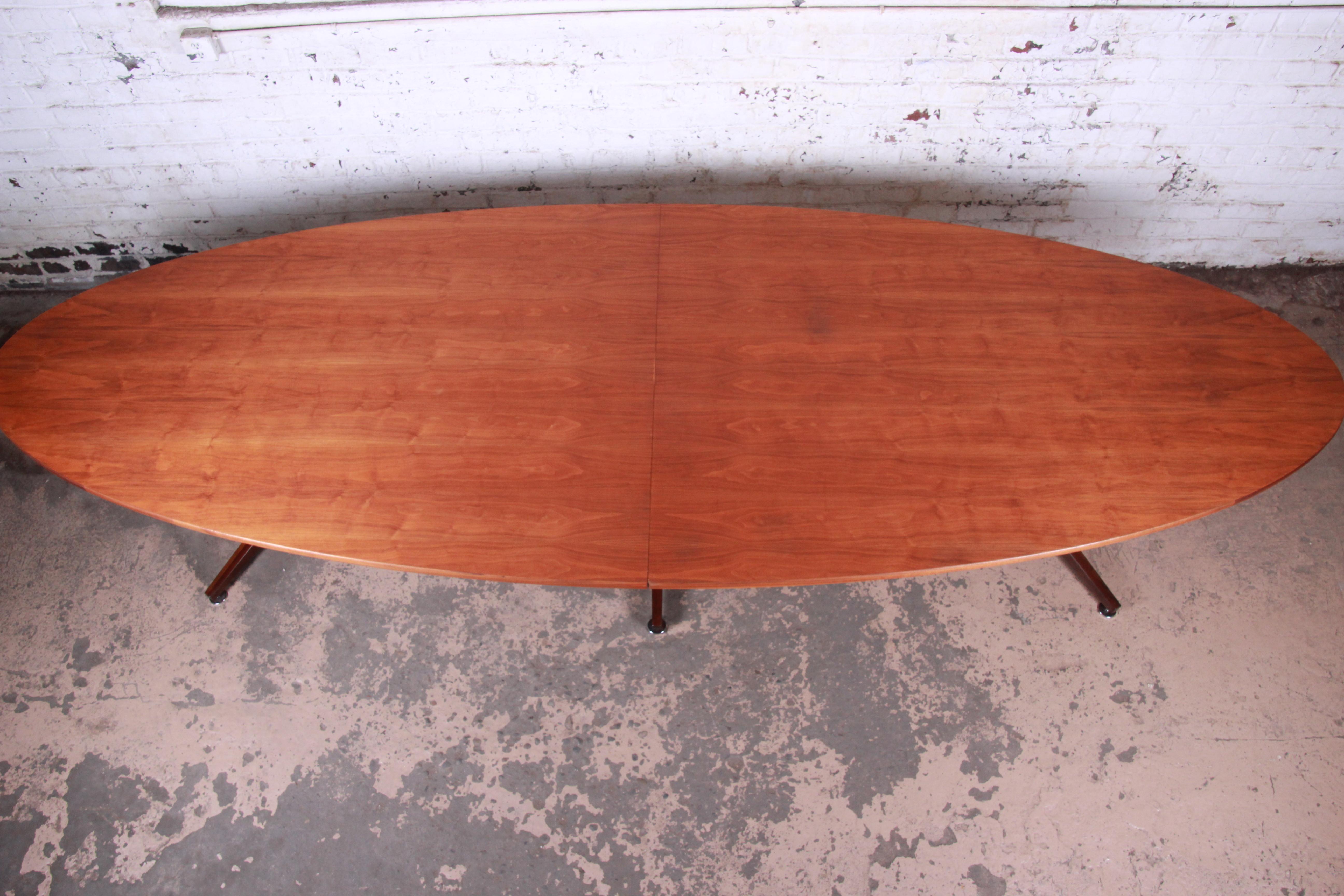 Mid-20th Century Edward Wormley for Dunbar Walnut Elliptical Conference or Dining Table, 1960s For Sale