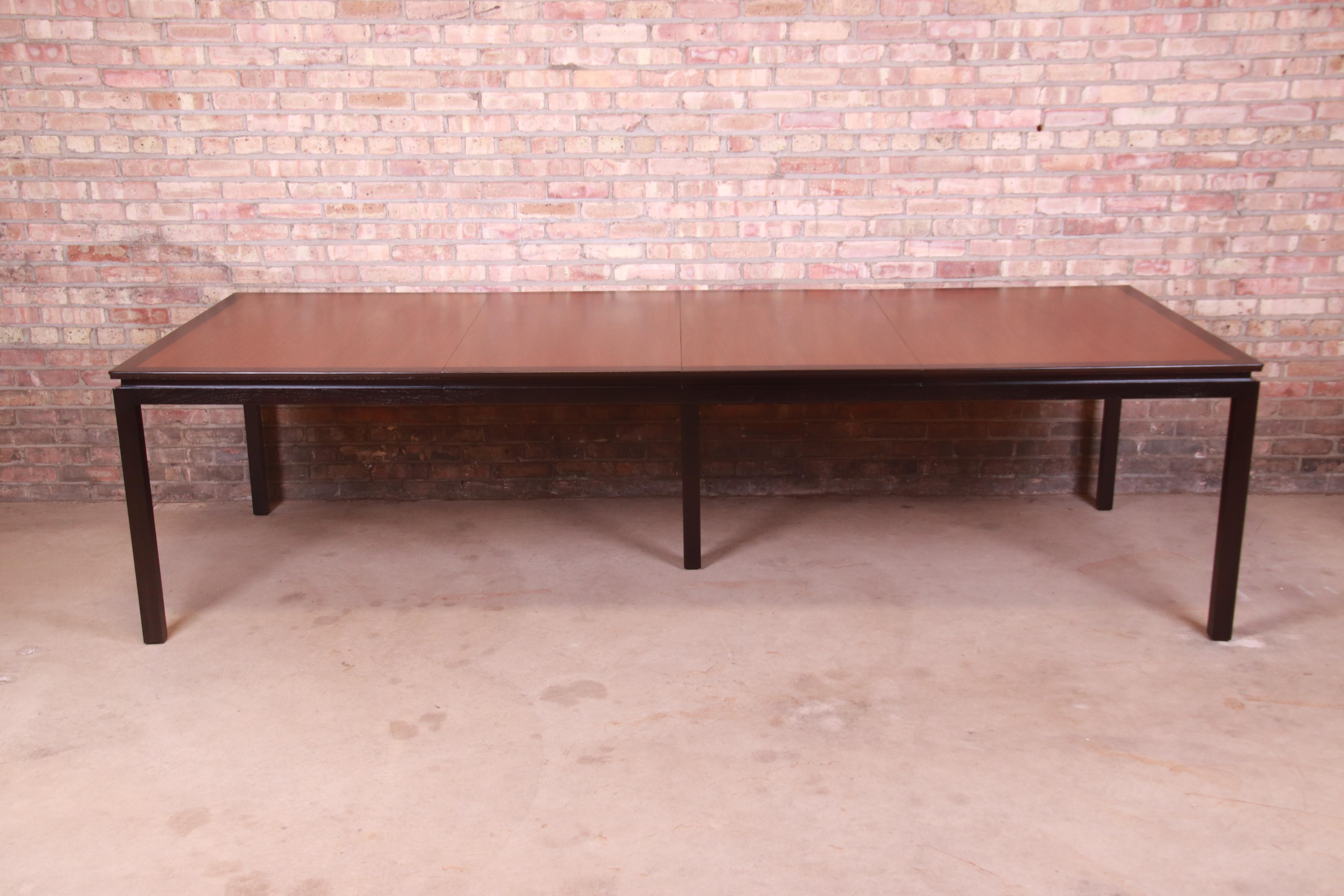 Mid-Century Modern Edward Wormley for Dunbar Walnut Extension Dining Table, Newly Refinished For Sale