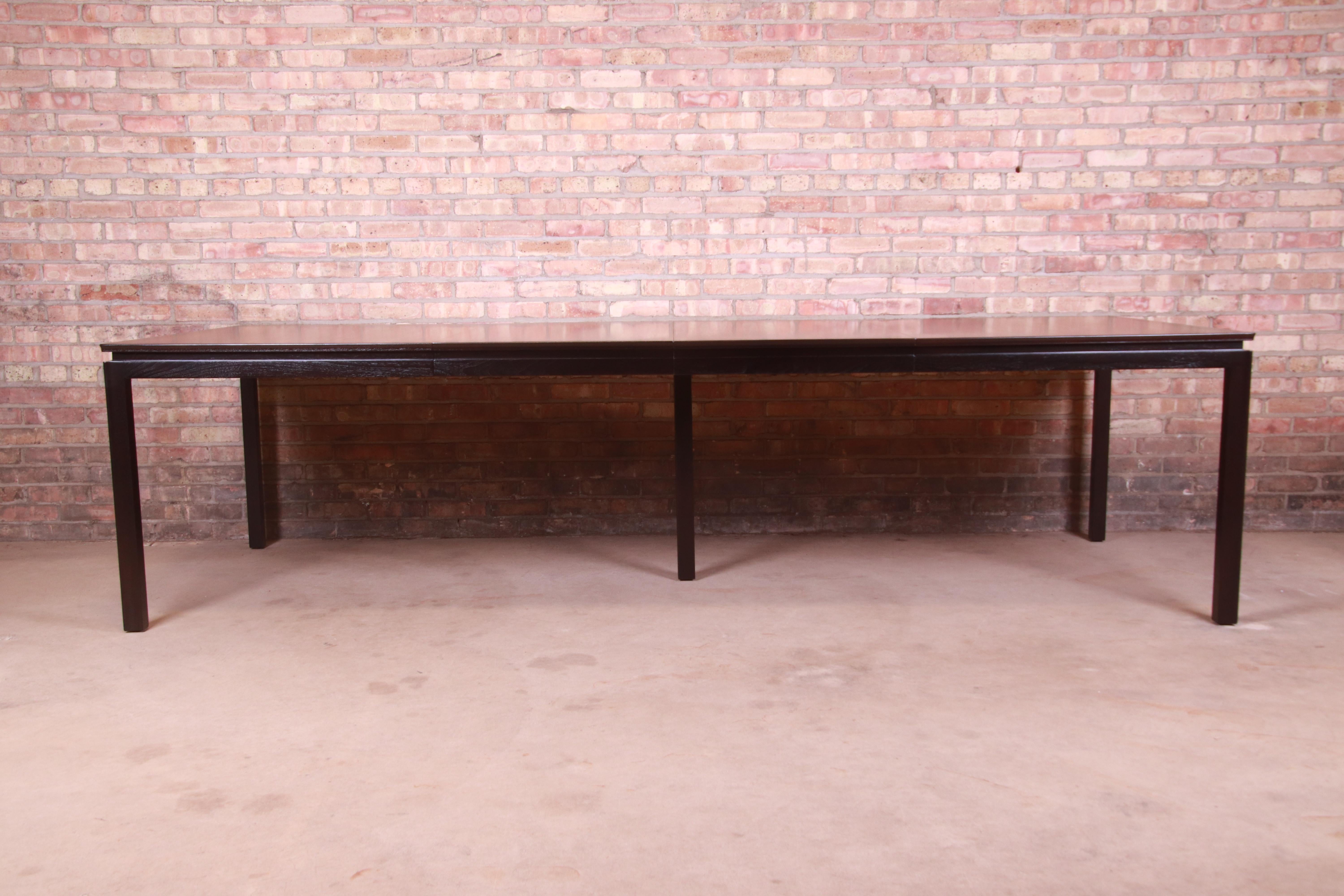 American Edward Wormley for Dunbar Walnut Extension Dining Table, Newly Refinished For Sale