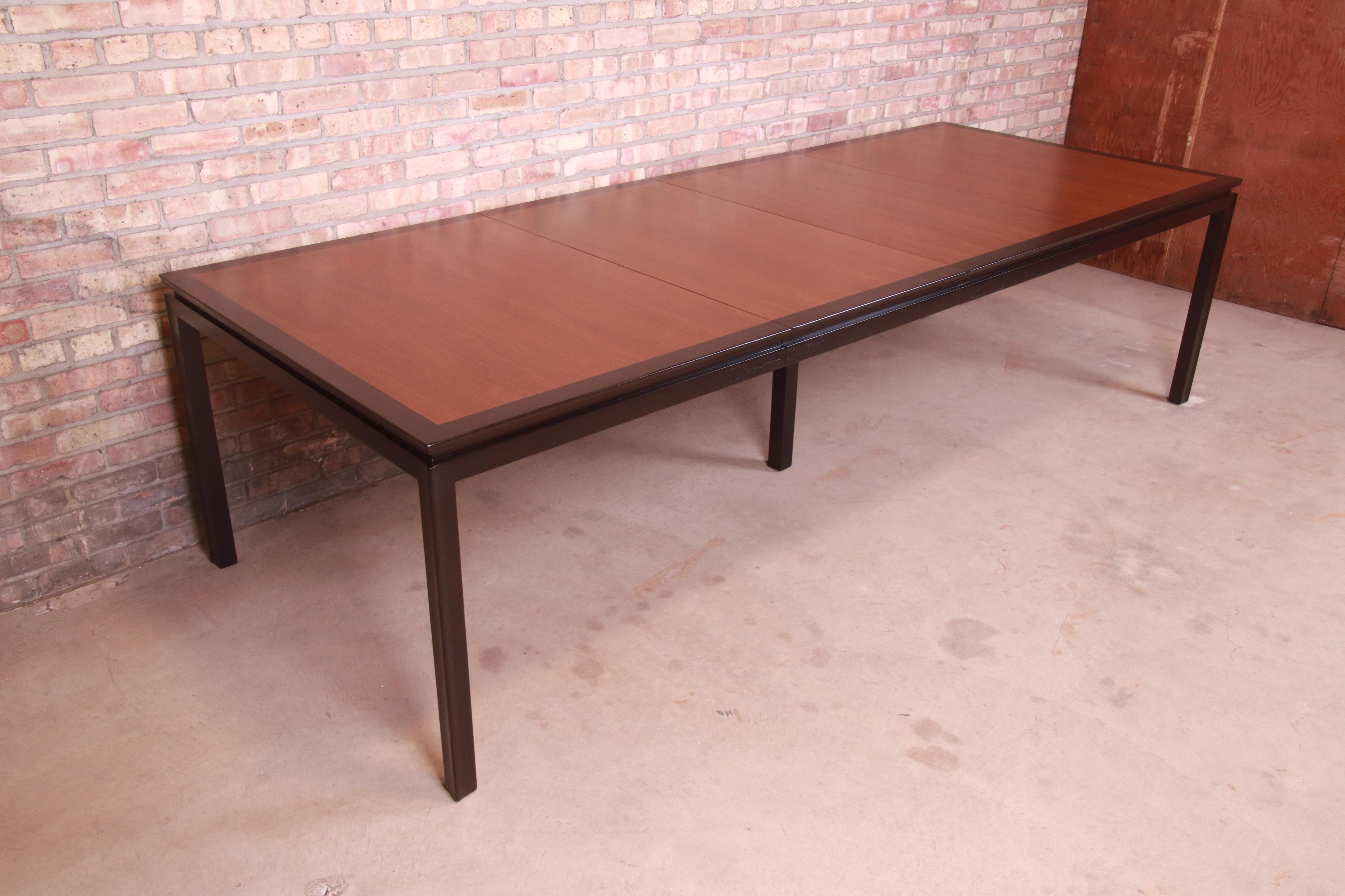 Edward Wormley for Dunbar Walnut Extension Dining Table, Newly Refinished In Good Condition For Sale In South Bend, IN