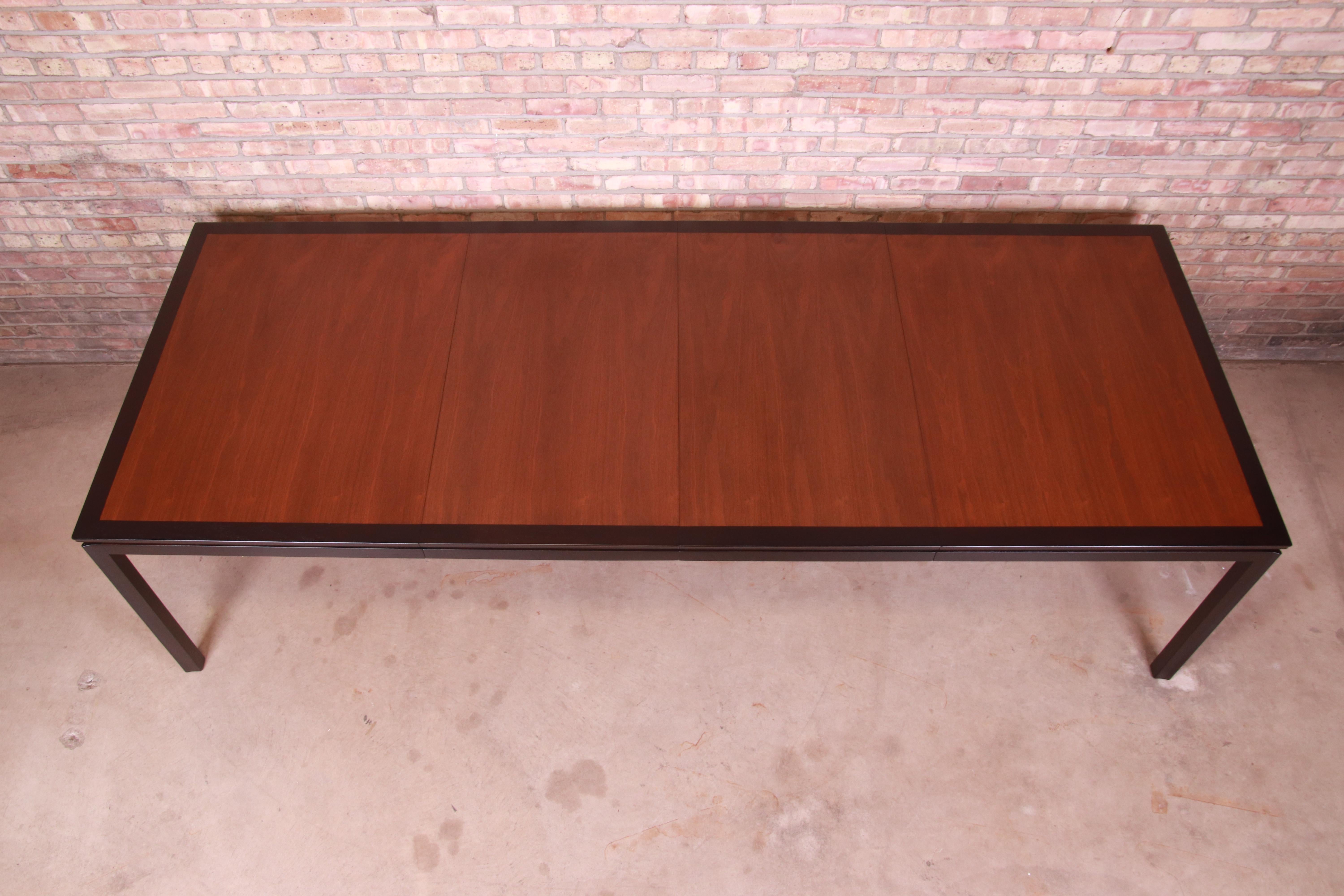 Mid-20th Century Edward Wormley for Dunbar Walnut Extension Dining Table, Newly Refinished For Sale