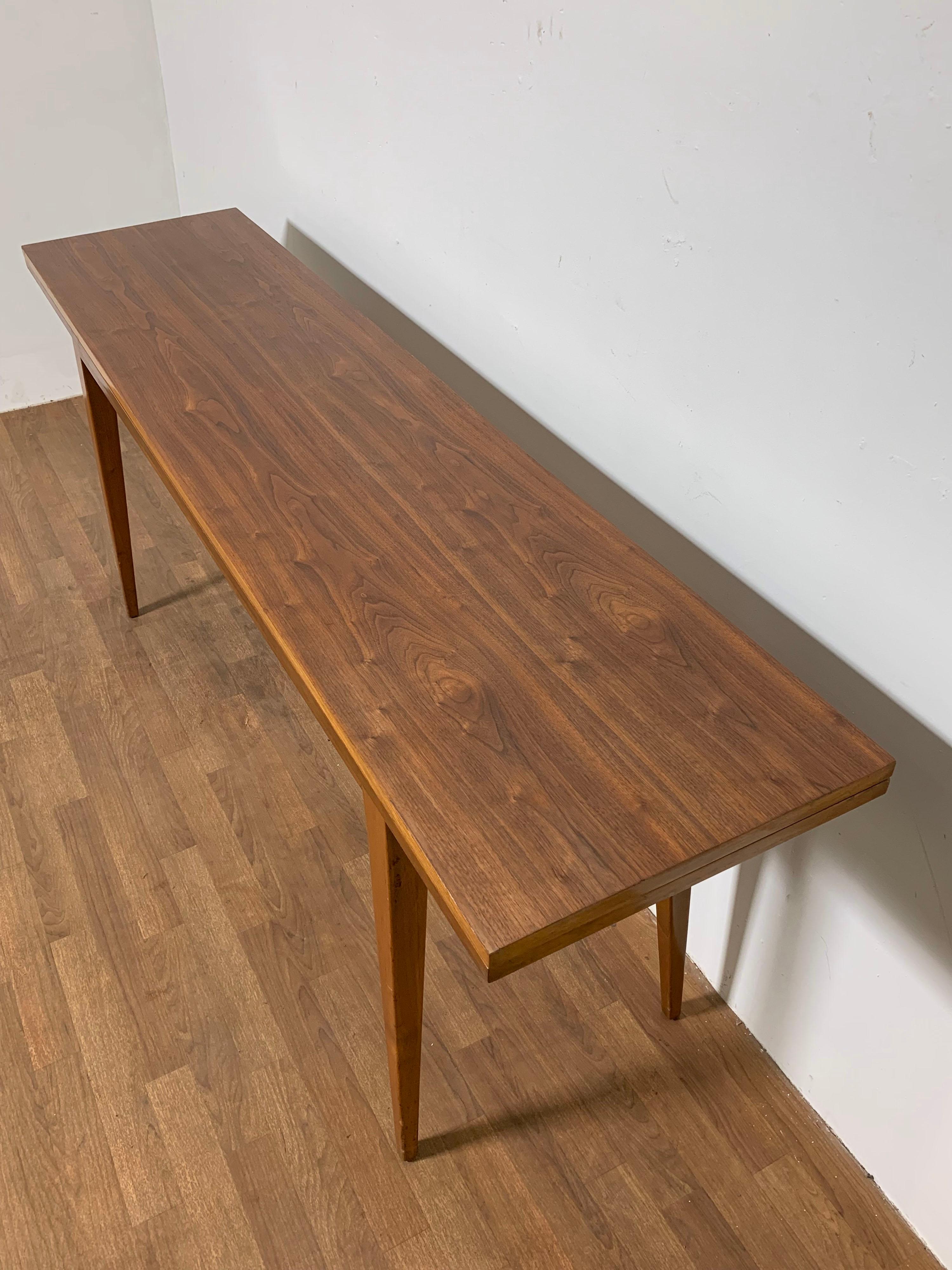 Mid-Century Modern Edward Wormley for Dunbar Walnut Flip Top Console / Dining Table, Circa 1950s