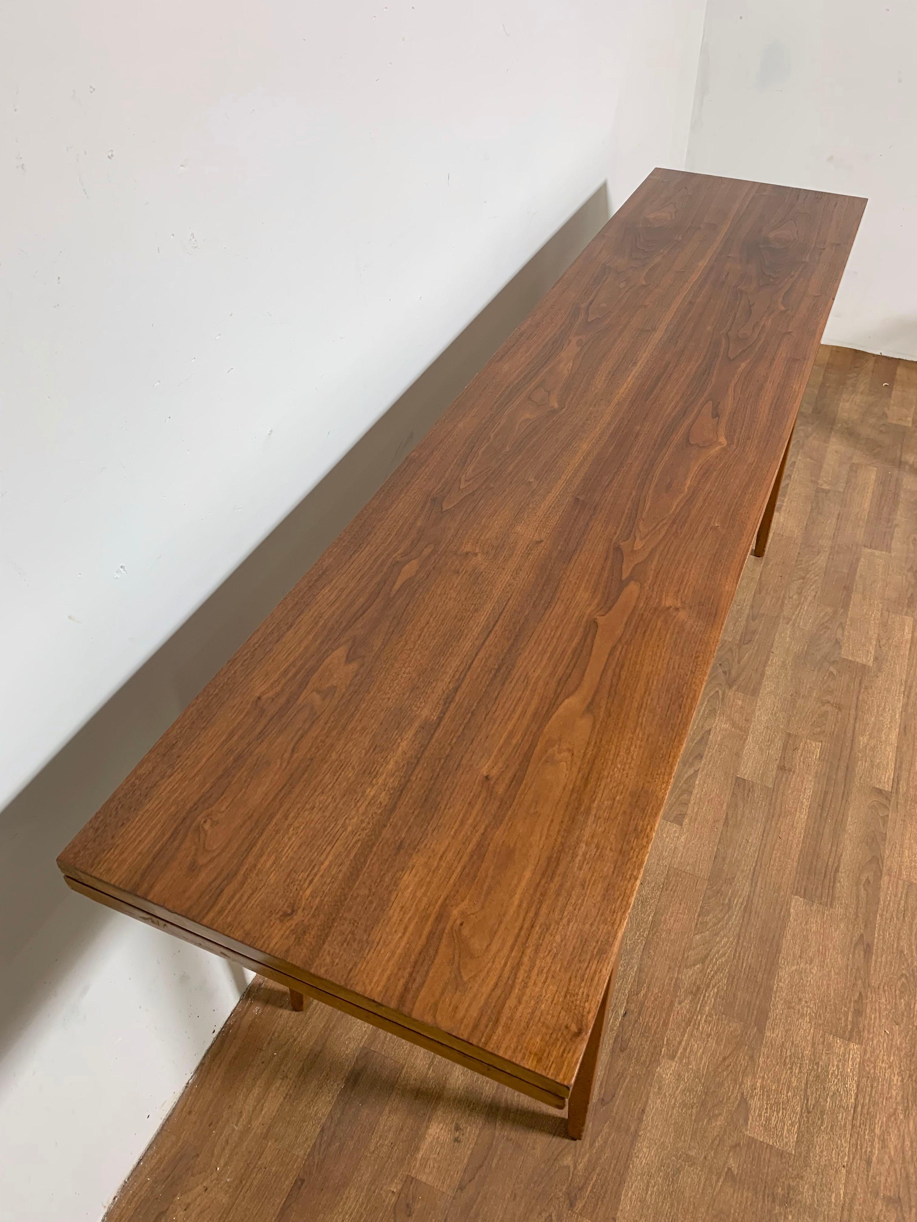 American Edward Wormley for Dunbar Walnut Flip Top Console / Dining Table, Circa 1950s