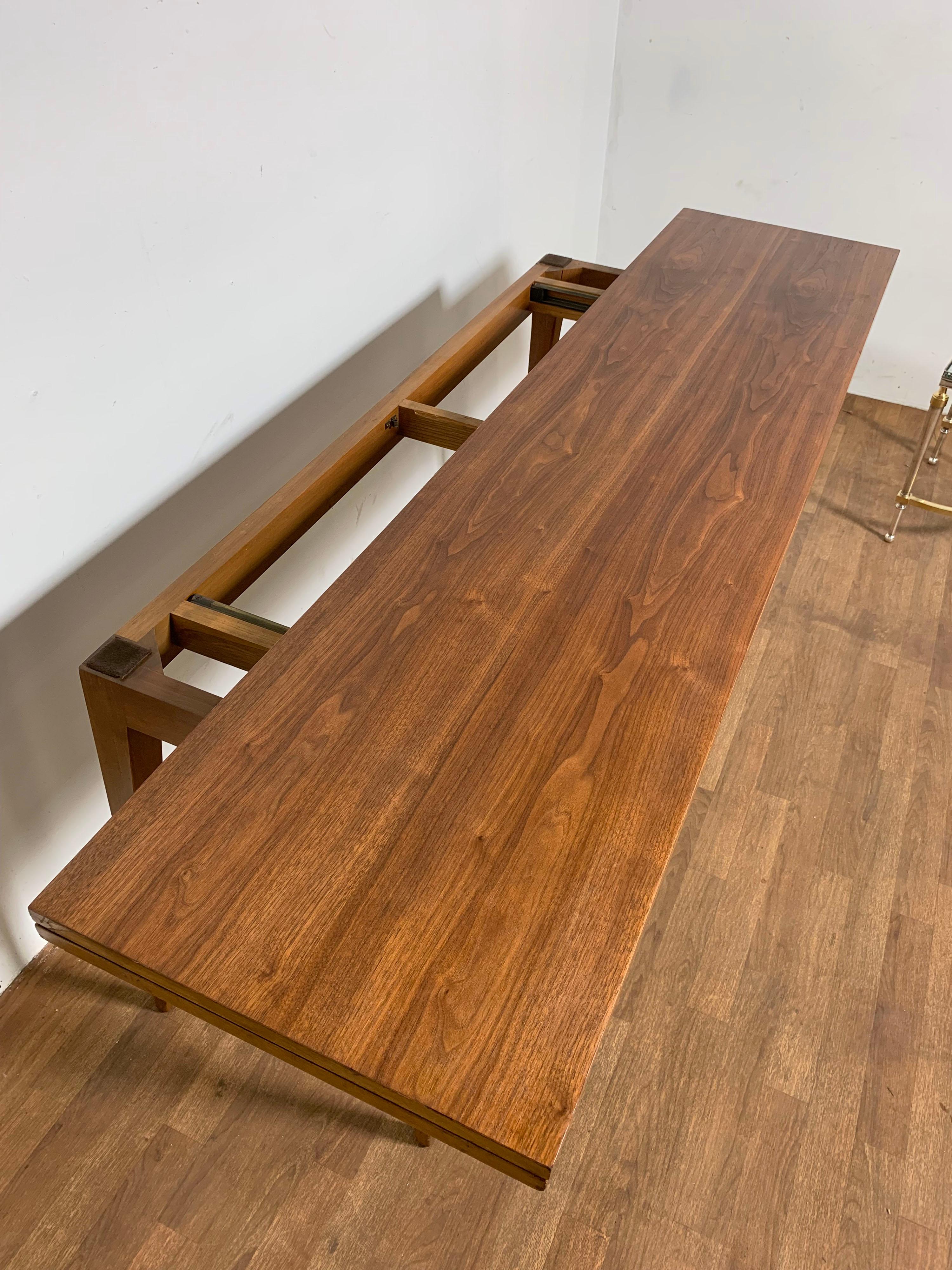 Edward Wormley for Dunbar Walnut Flip Top Console / Dining Table, Circa 1950s In Good Condition In Peabody, MA