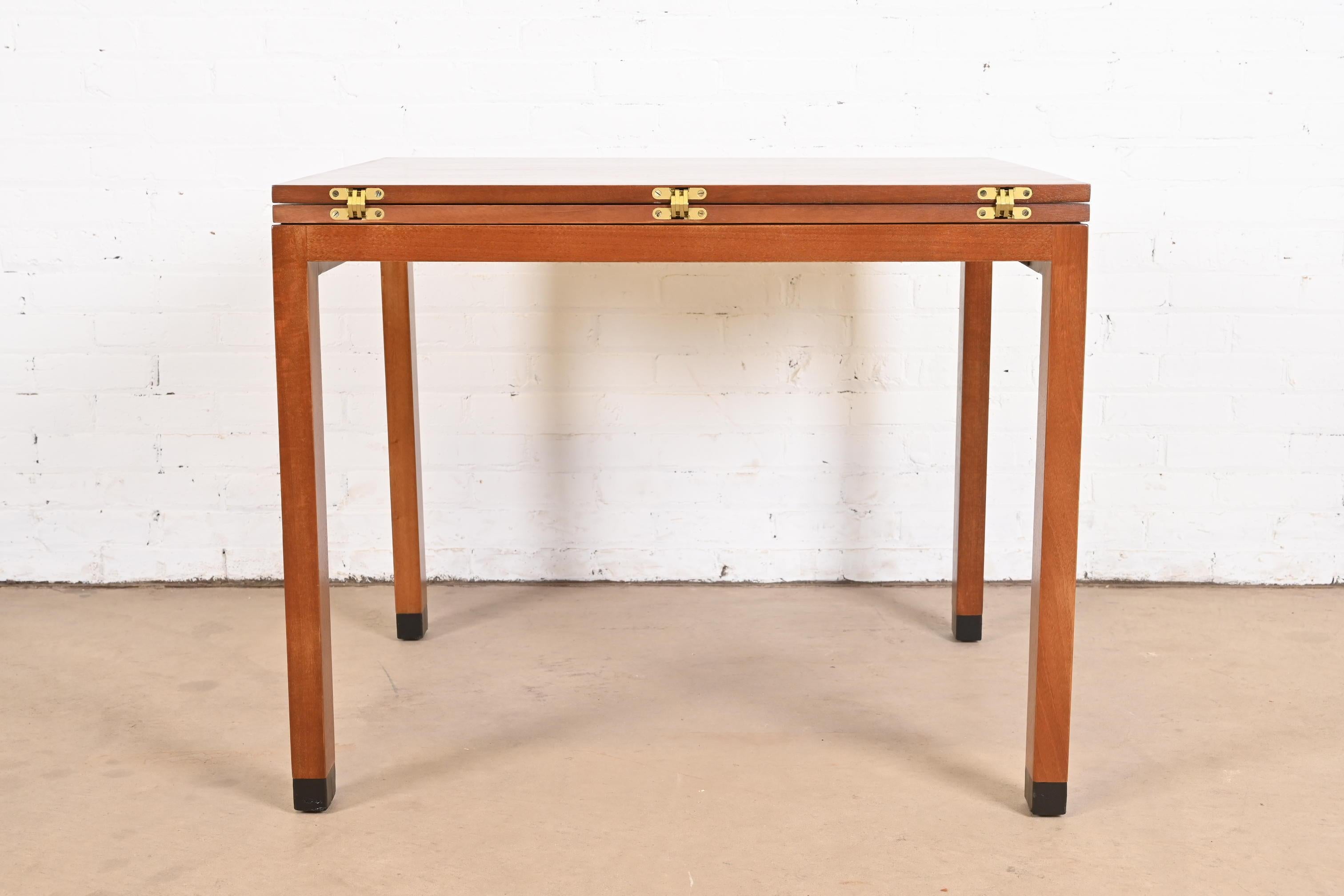 Edward Wormley for Dunbar Walnut Flip Top Dining or Game Table, Newly Refinished For Sale 7