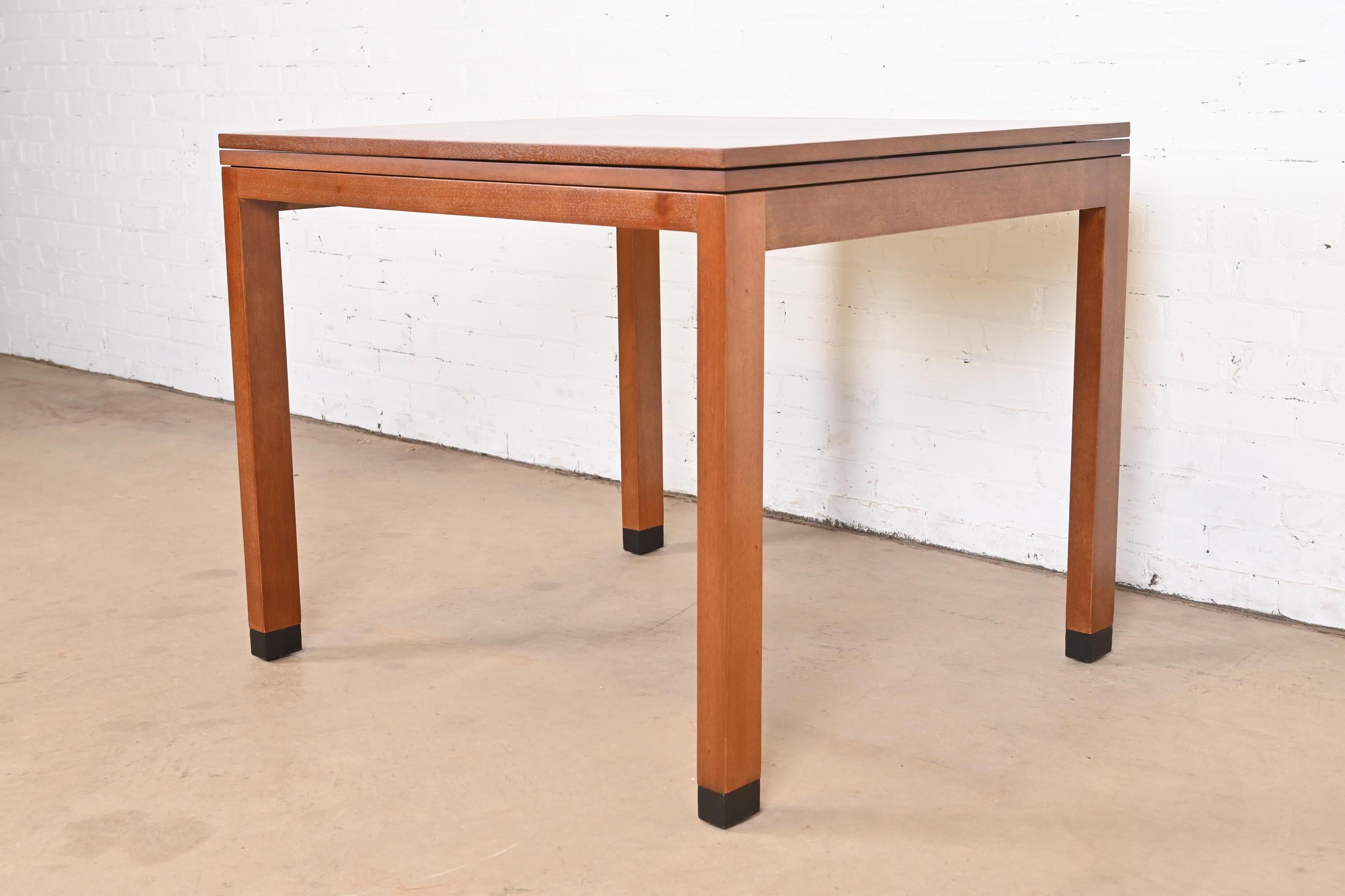Mid-20th Century Edward Wormley for Dunbar Walnut Flip Top Dining or Game Table, Newly Refinished For Sale