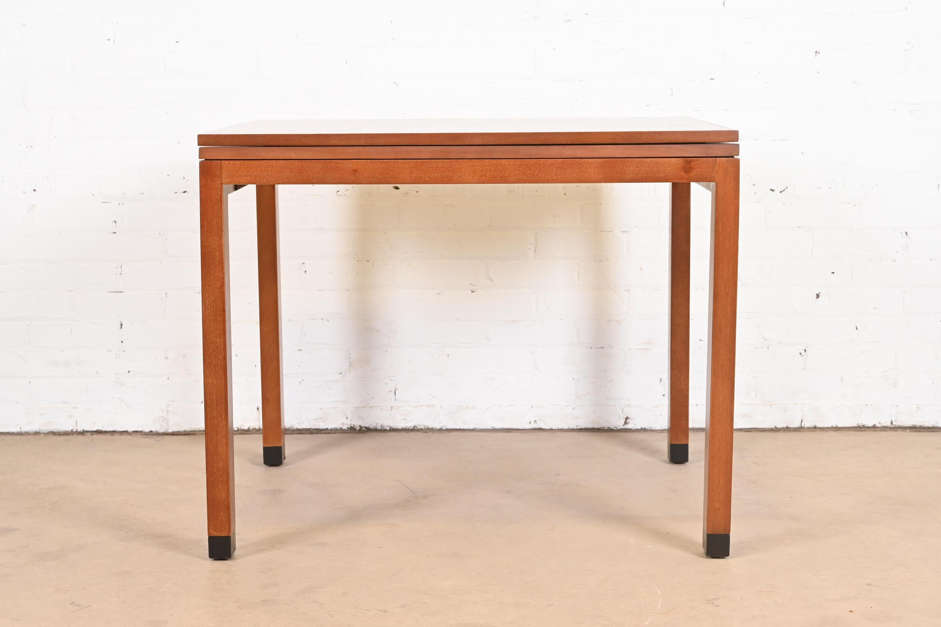 Edward Wormley for Dunbar Walnut Flip Top Dining or Game Table, Newly Refinished For Sale 1