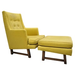 Edward Wormley for Dunbar Chaise longue à haut dossier et ottoman en noyer