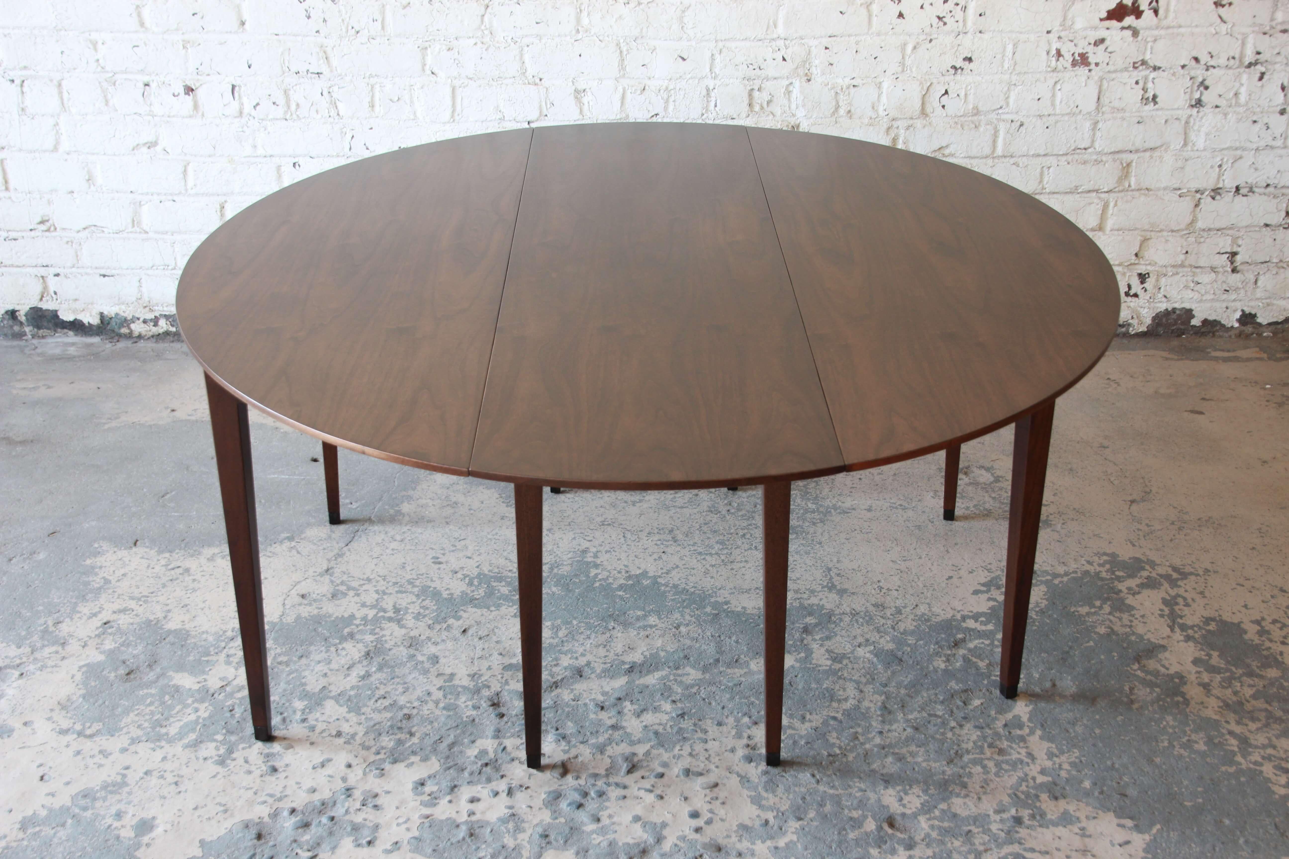 Mid-Century Modern Edward Wormley for Dunbar Walnut Oval Drop-Leaf Dining Table