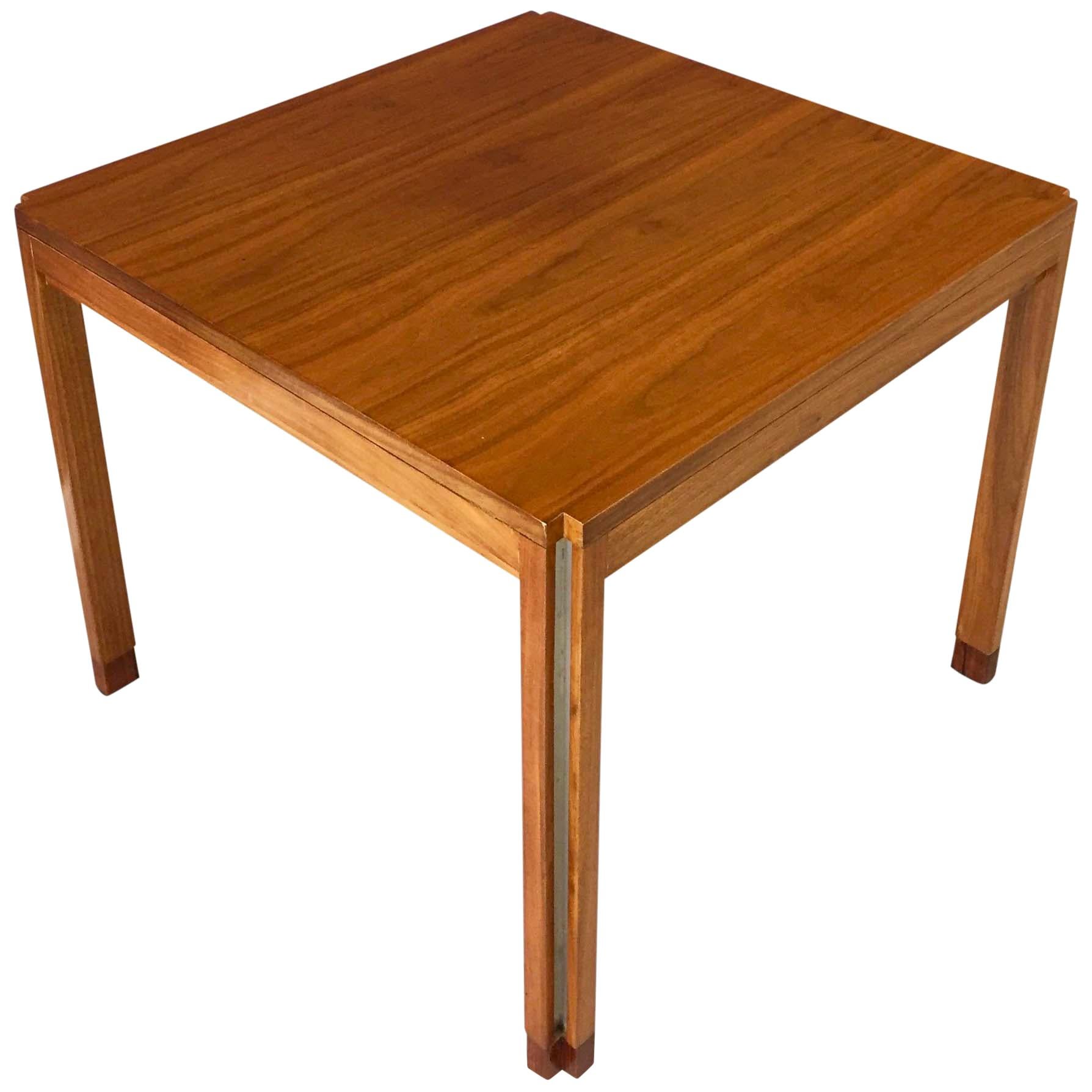 Edward Wormley for Dunbar Walnut Side Table with Rosewood and Aluminium Accents