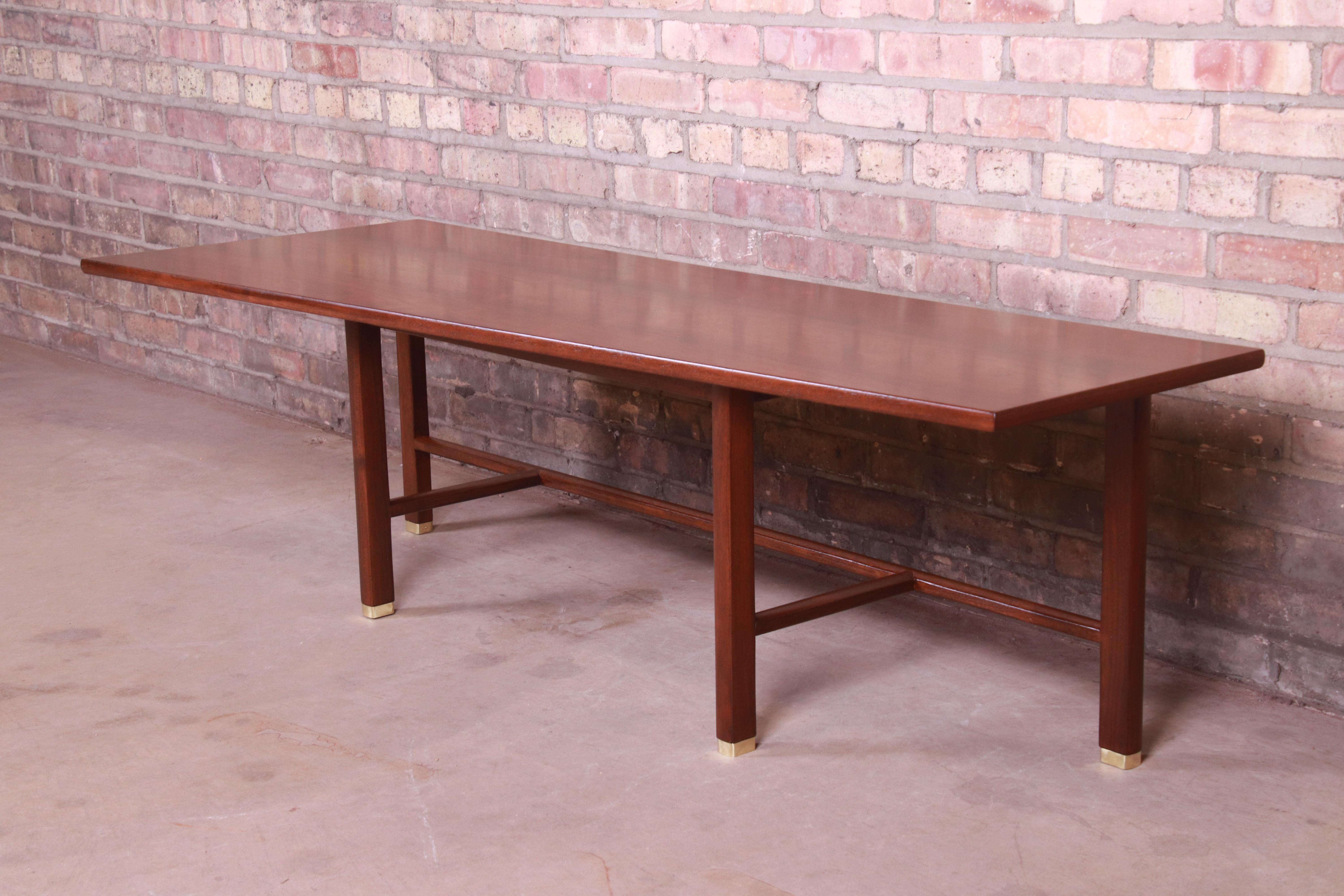 American Edward Wormley for Dunbar Walnut Trapezoidal Coffee Table, Newly Refinished