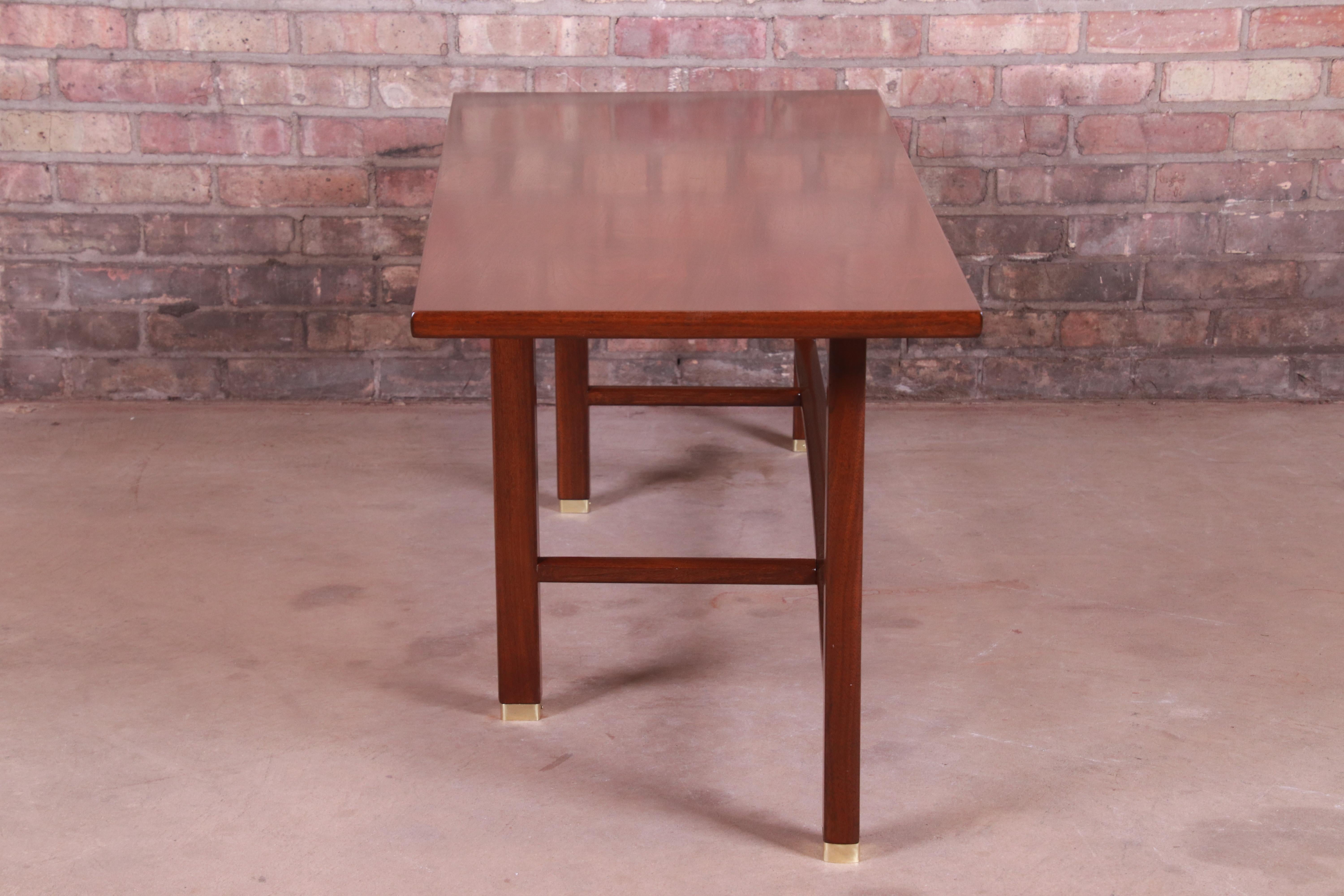 Edward Wormley for Dunbar Walnut Trapezoidal Coffee Table, Newly Refinished 2