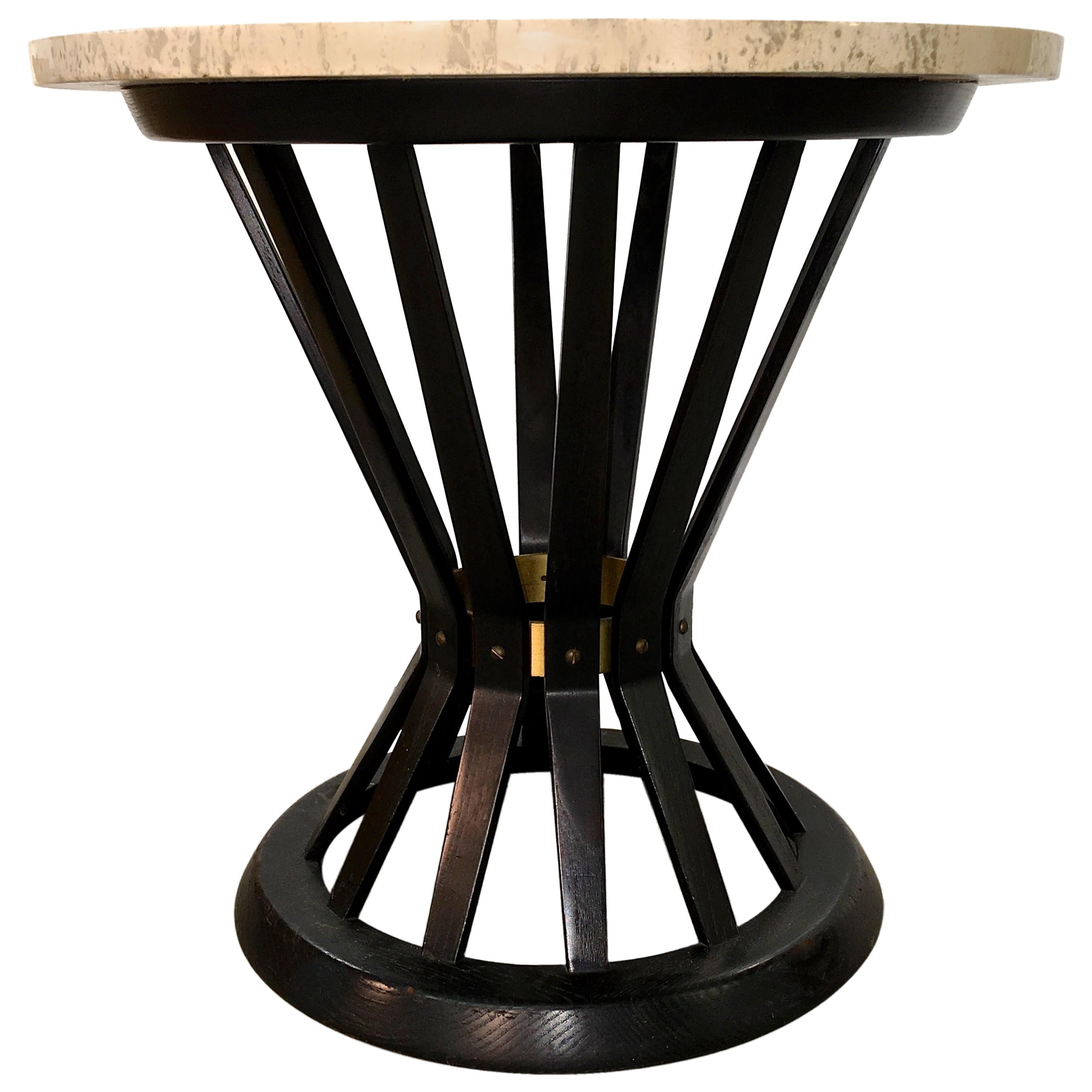 Edward Wormley for Dunbar Wheat Sheaf Occasional Table with Travertine Top