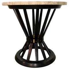 Edward Wormley for Dunbar Wheat Sheaf Occasional Table with Travertine Top